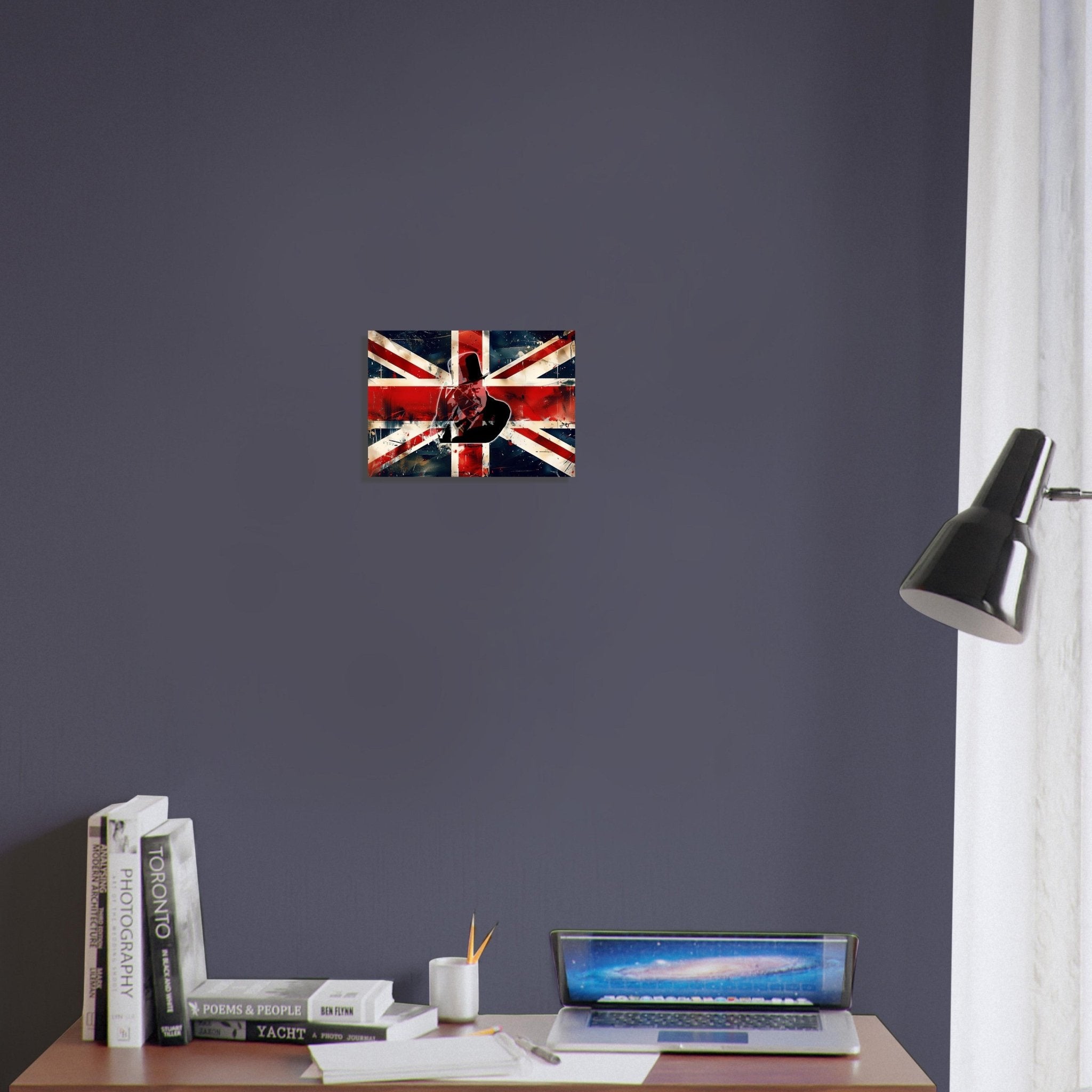 Vintage UK Union Jack Flag Print With Winston Churchill – Grungy Distressed British Wall Art Poster - WallArtPrints4U