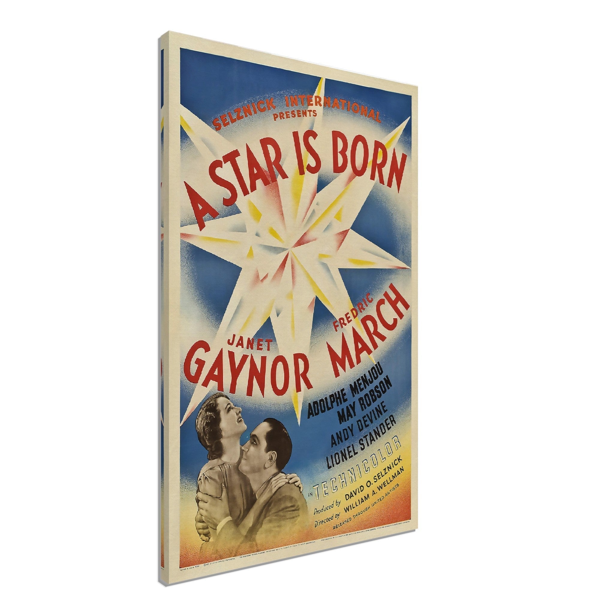 A Star Is Born Canvas, Original Movie Canvas 1937 Canvas Film Art - Janet Gaynor, Fredric March, Adolphe Menjou - WallArtPrints4U