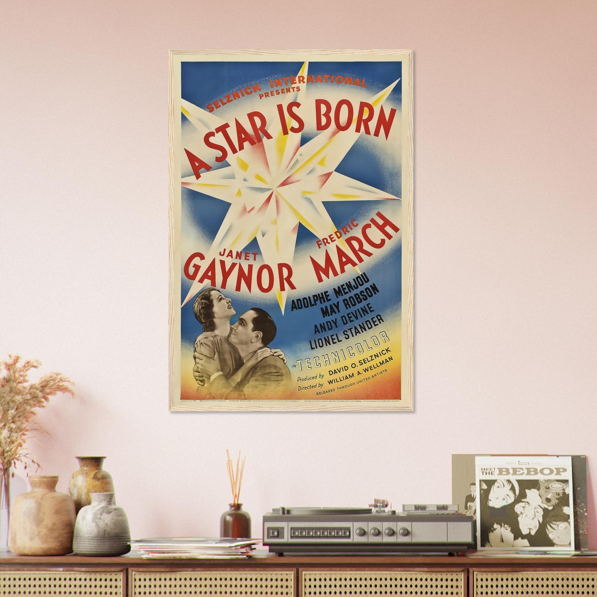 A Star Is Born Framed, Original Movie Framed 1937 Framed Film Art - Janet Gaynor, Fredric March, Adolphe Menjou - WallArtPrints4U