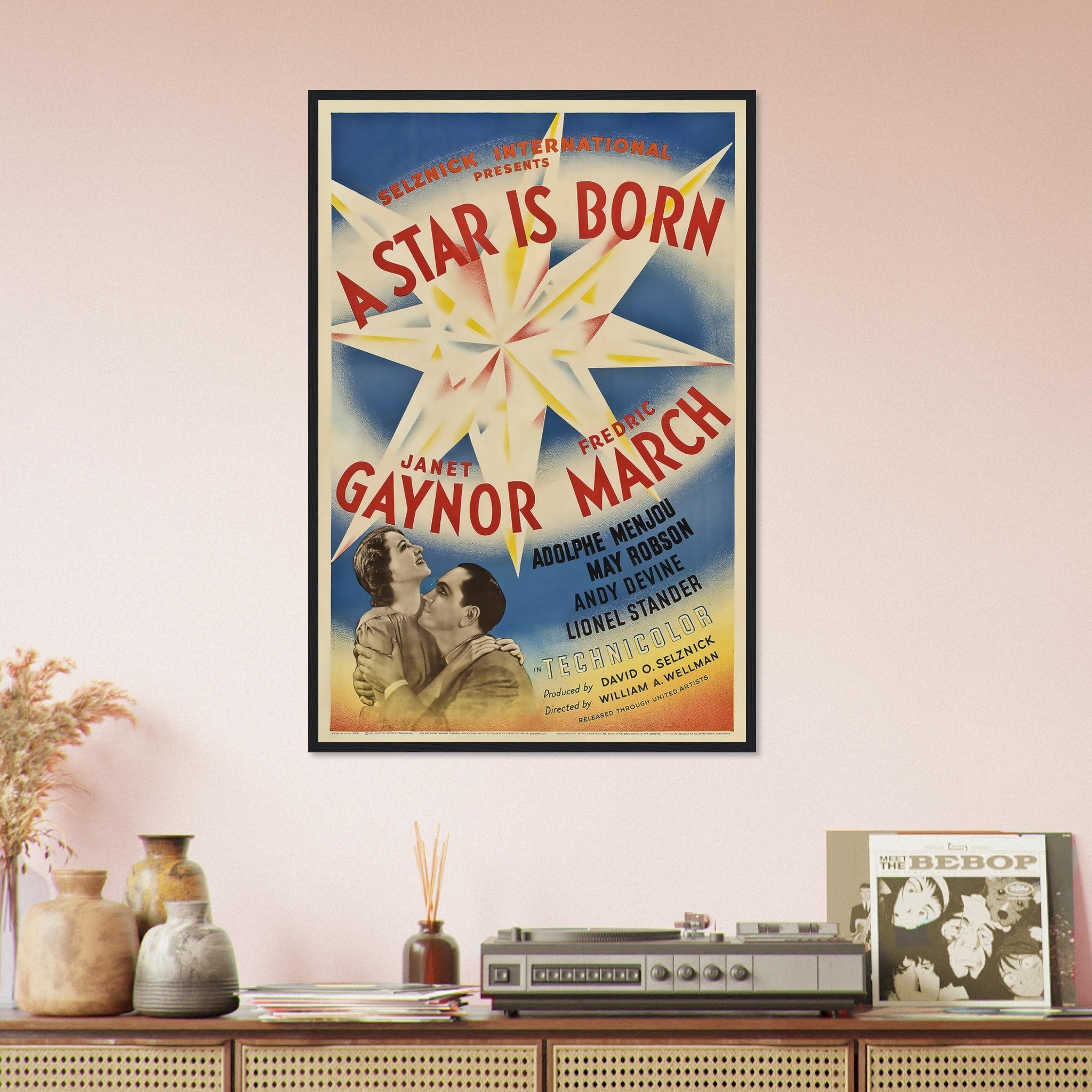 A Star Is Born Framed, Original Movie Framed 1937 Framed Film Art - Janet Gaynor, Fredric March, Adolphe Menjou - WallArtPrints4U