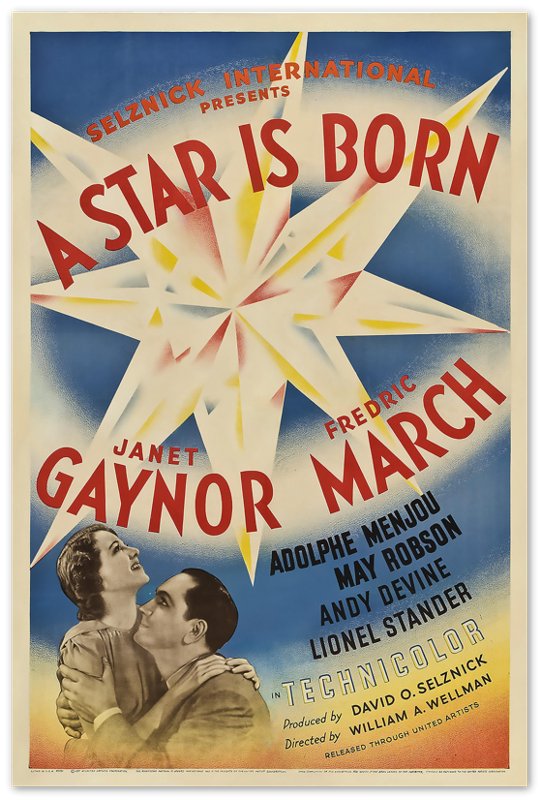 A Star Is Born Poster, Original Movie Poster 1937 Poster Film Art - Janet Gaynor, Fredric March, Adolphe Menjou - WallArtPrints4U