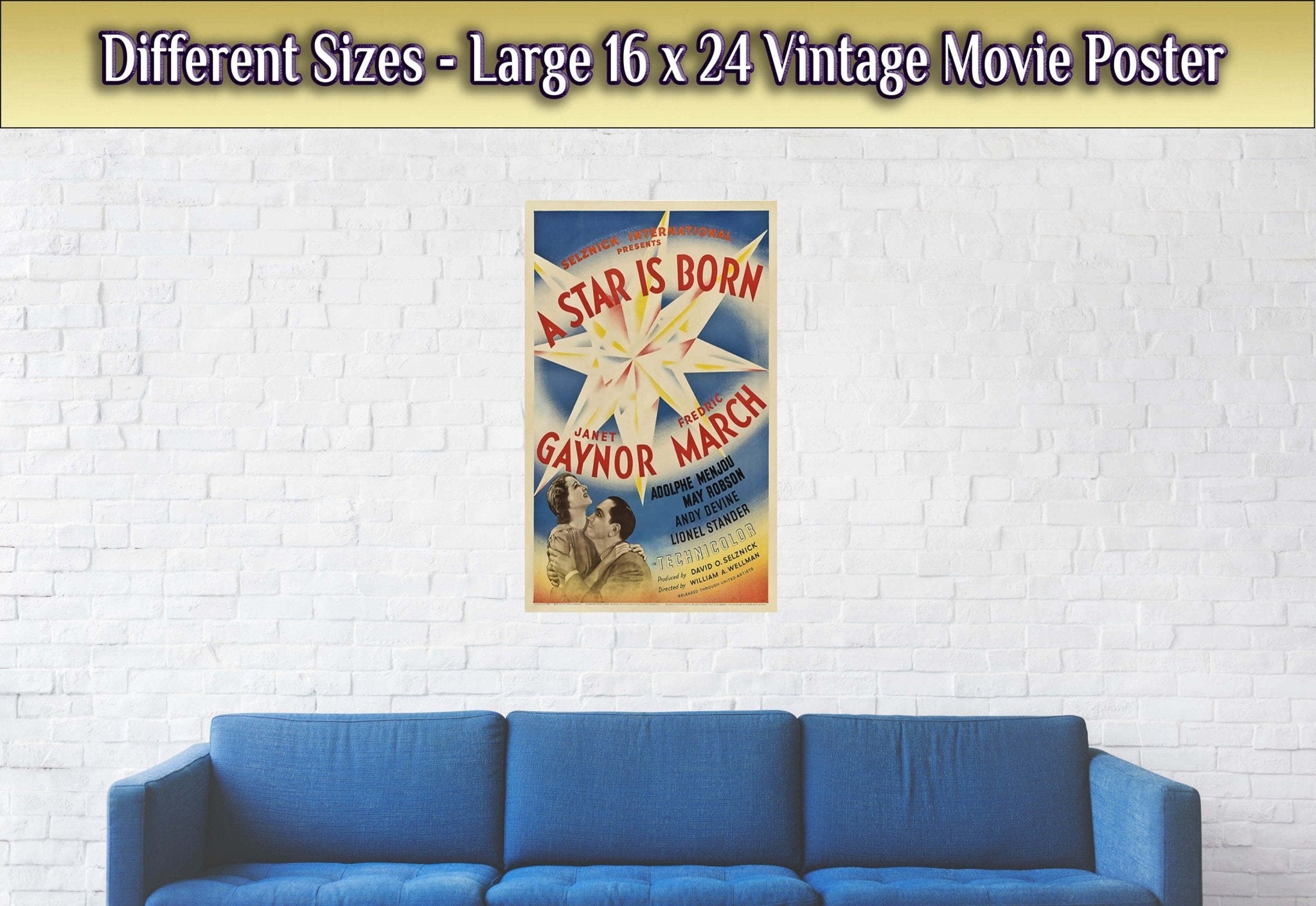 A Star Is Born Poster, Original Movie Poster 1937 Poster Film Art - Janet Gaynor, Fredric March, Adolphe Menjou - WallArtPrints4U