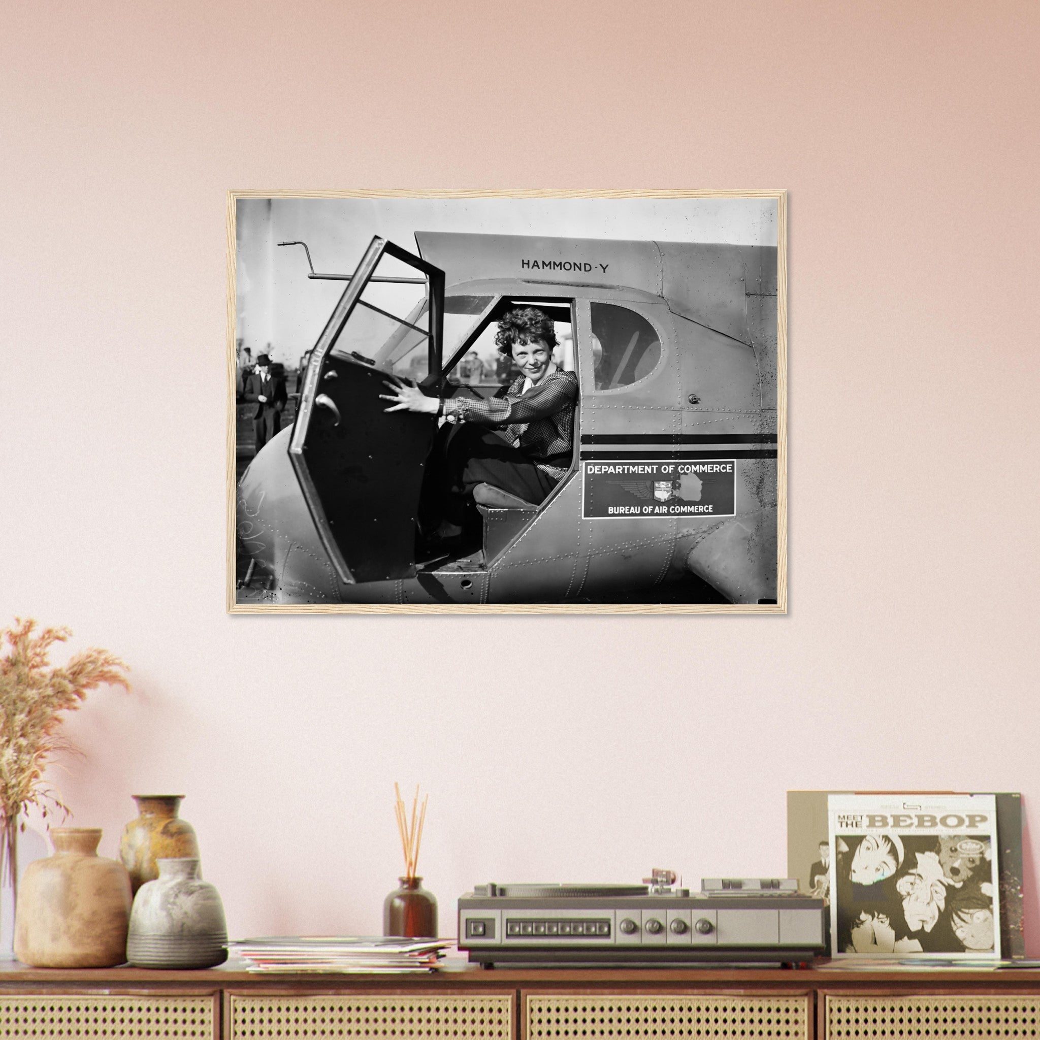 Amelia Earhart Framed, American Aviatrix Author, Vintage Photo Framed Print - WallArtPrints4U