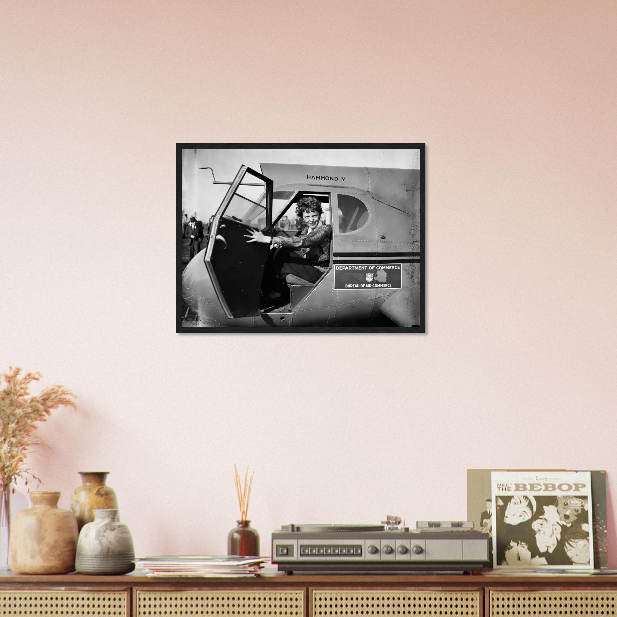 Amelia Earhart Framed, American Aviatrix Author, Vintage Photo Framed Print - WallArtPrints4U