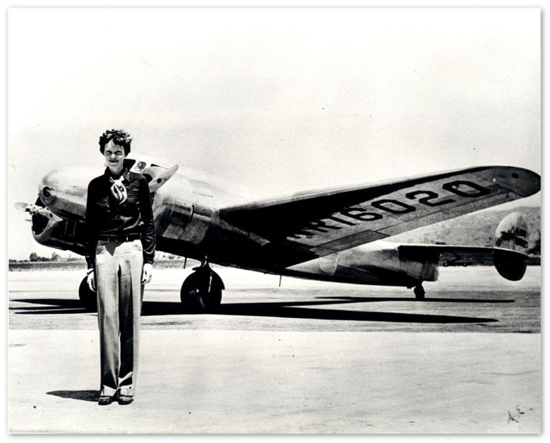 Amelia Earhart Poster, With Plane She Disappeared In, Vintage Photo, Amelia Earhart Print - Legend Of Aviation - WallArtPrints4U