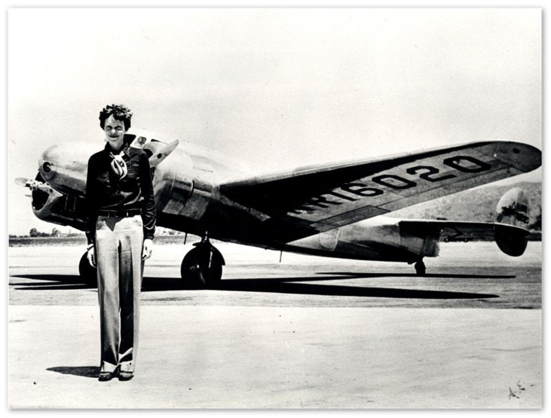 Amelia Earhart Poster, With Plane She Disappeared In, Vintage Photo, Amelia Earhart Print - Legend Of Aviation - WallArtPrints4U