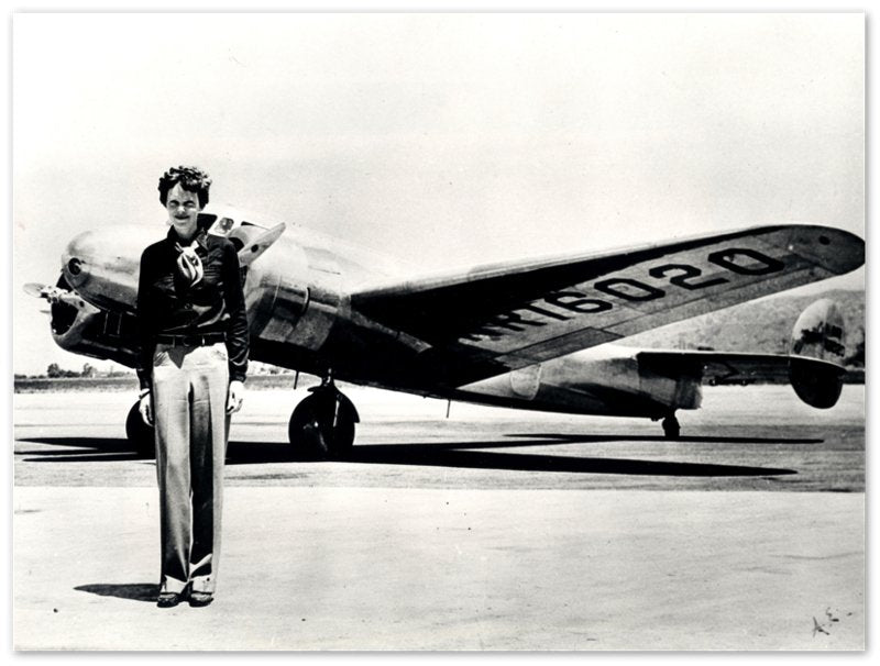 Amelia Earhart Poster, With Plane She Disappeared In, Vintage Photo, Amelia Earhart Print - Legend Of Aviation - WallArtPrints4U
