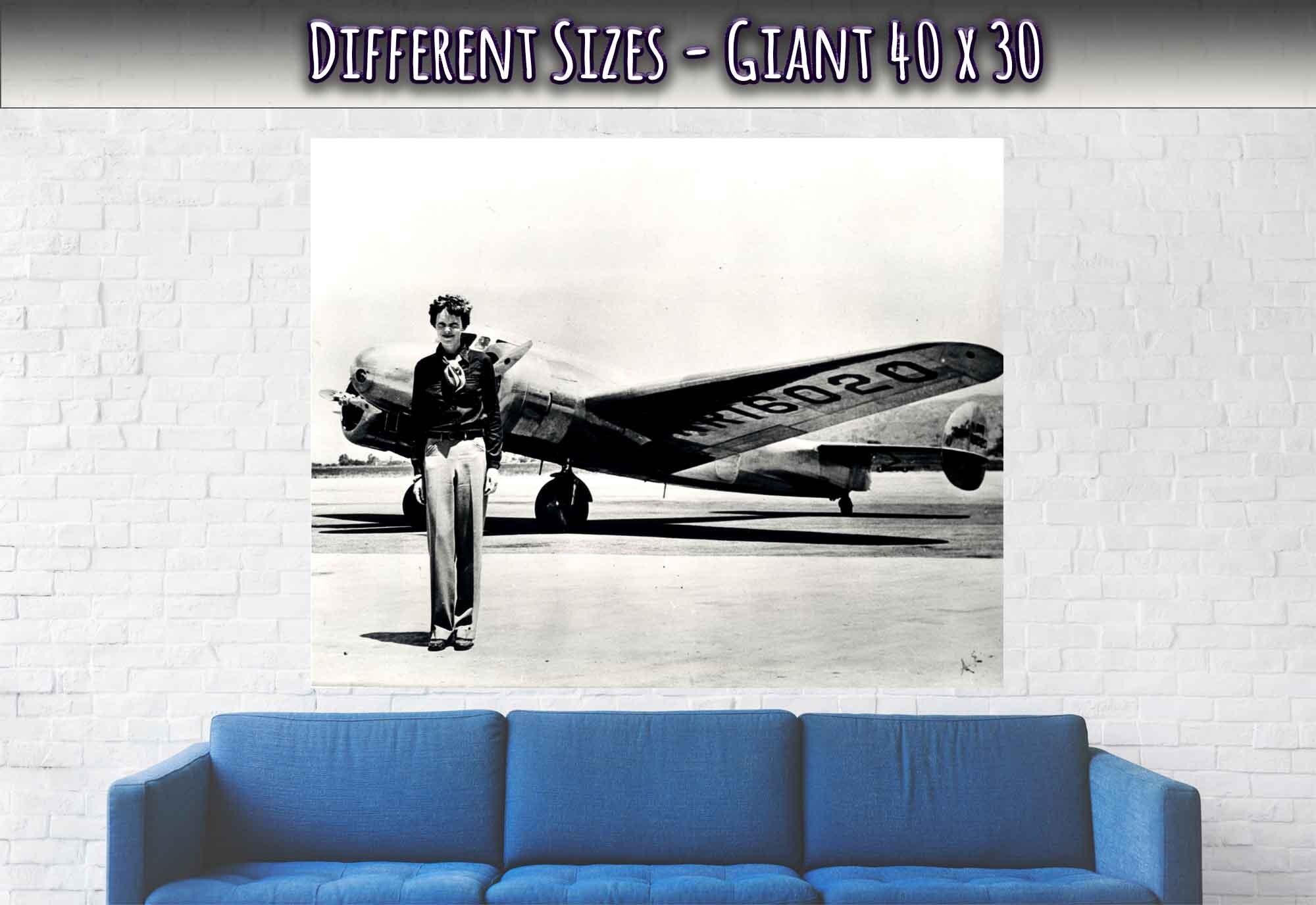 Amelia Earhart Poster, With Plane She Disappeared In, Vintage Photo, Amelia Earhart Print - Legend Of Aviation - WallArtPrints4U