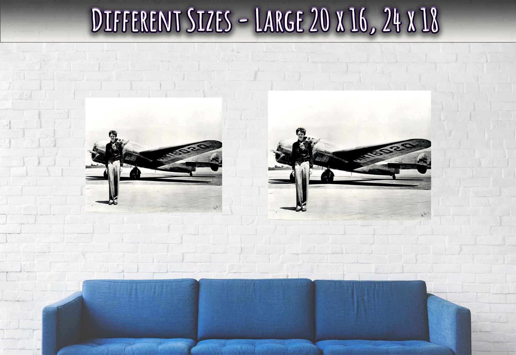Amelia Earhart Poster, With Plane She Disappeared In, Vintage Photo, Amelia Earhart Print - Legend Of Aviation - WallArtPrints4U