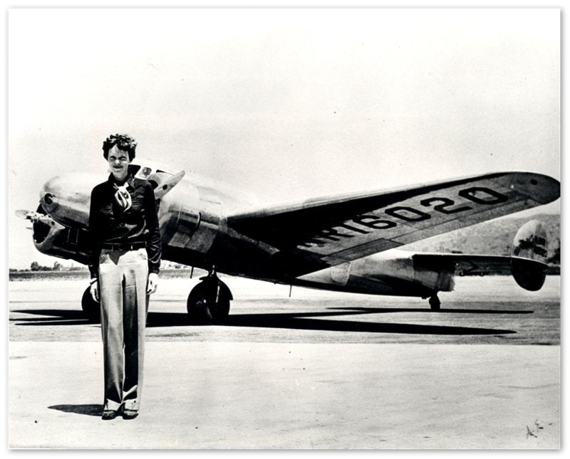 Amelia Earhart Poster, With Plane She Disappeared In, Vintage Photo, Amelia Earhart Print - Legend Of Aviation - WallArtPrints4U
