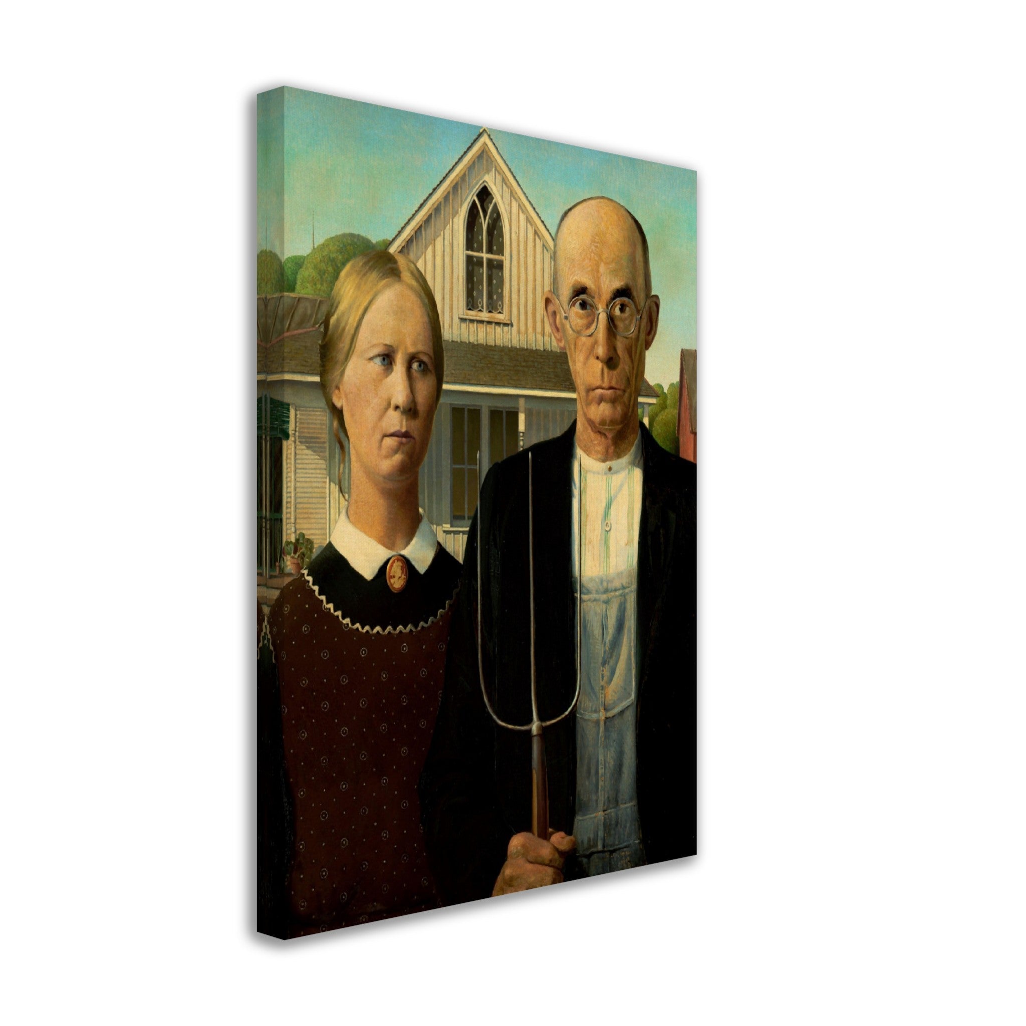 American Gothic Canvas, Grant Wood 1930 - American Gothic Canvas Print - WallArtPrints4U