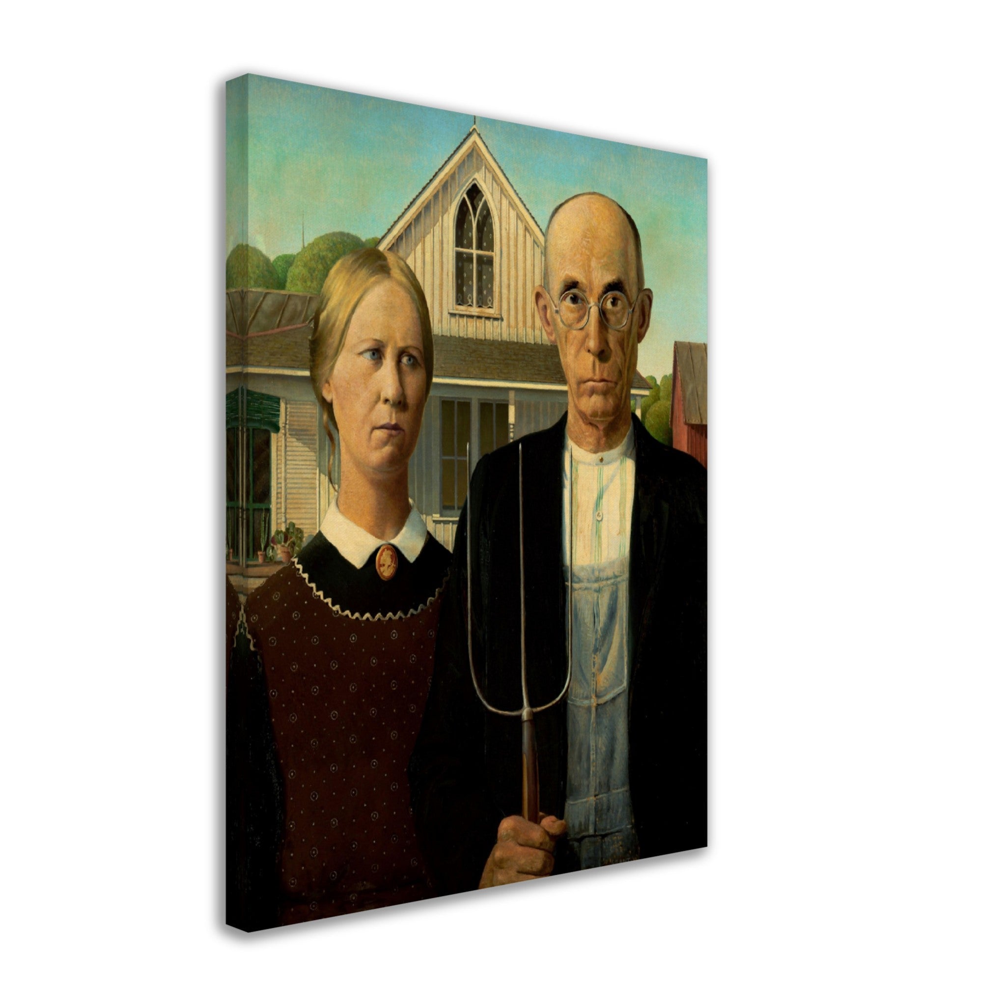 American Gothic Canvas, Grant Wood 1930 - American Gothic Canvas Print - WallArtPrints4U