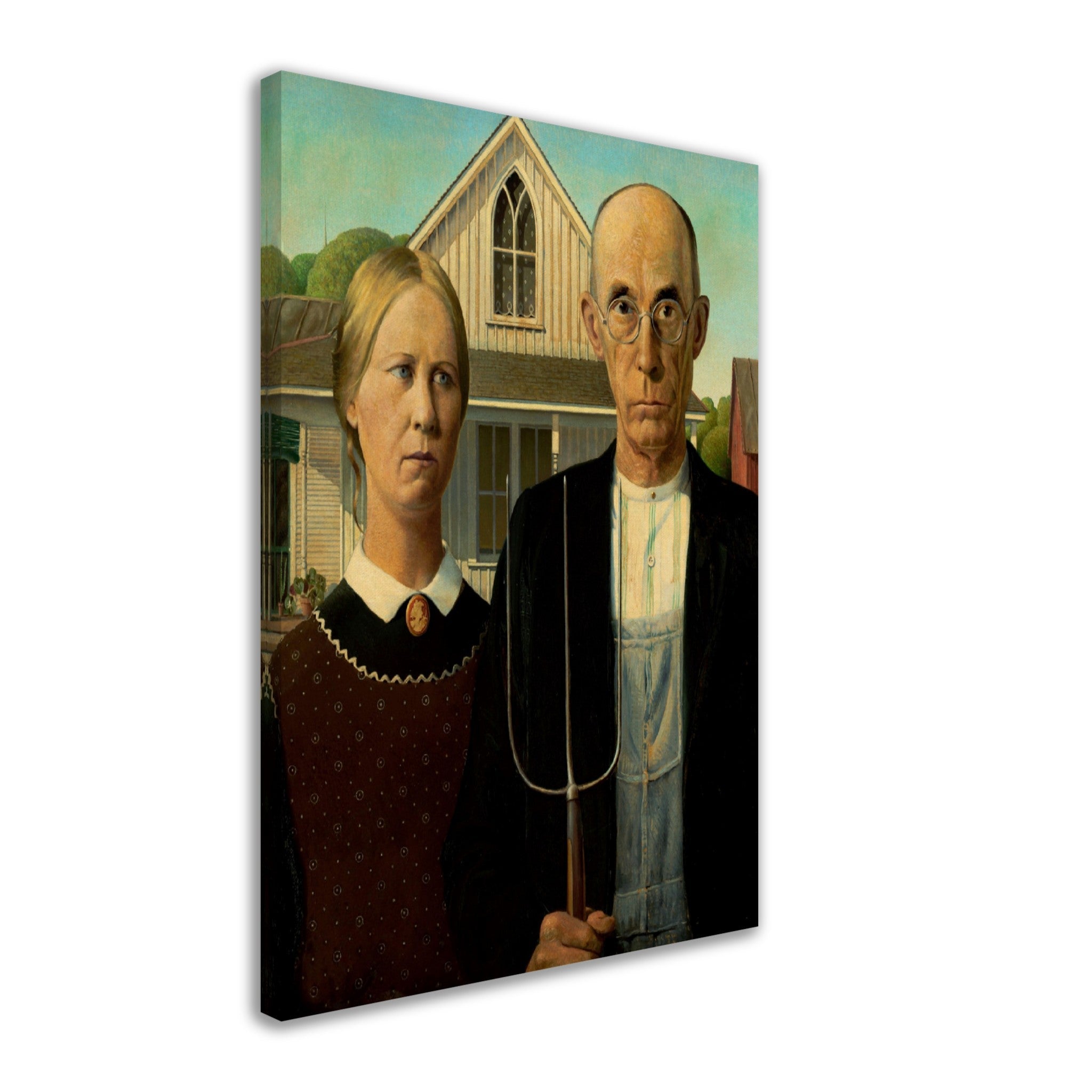 American Gothic Canvas, Grant Wood 1930 - American Gothic Canvas Print - WallArtPrints4U