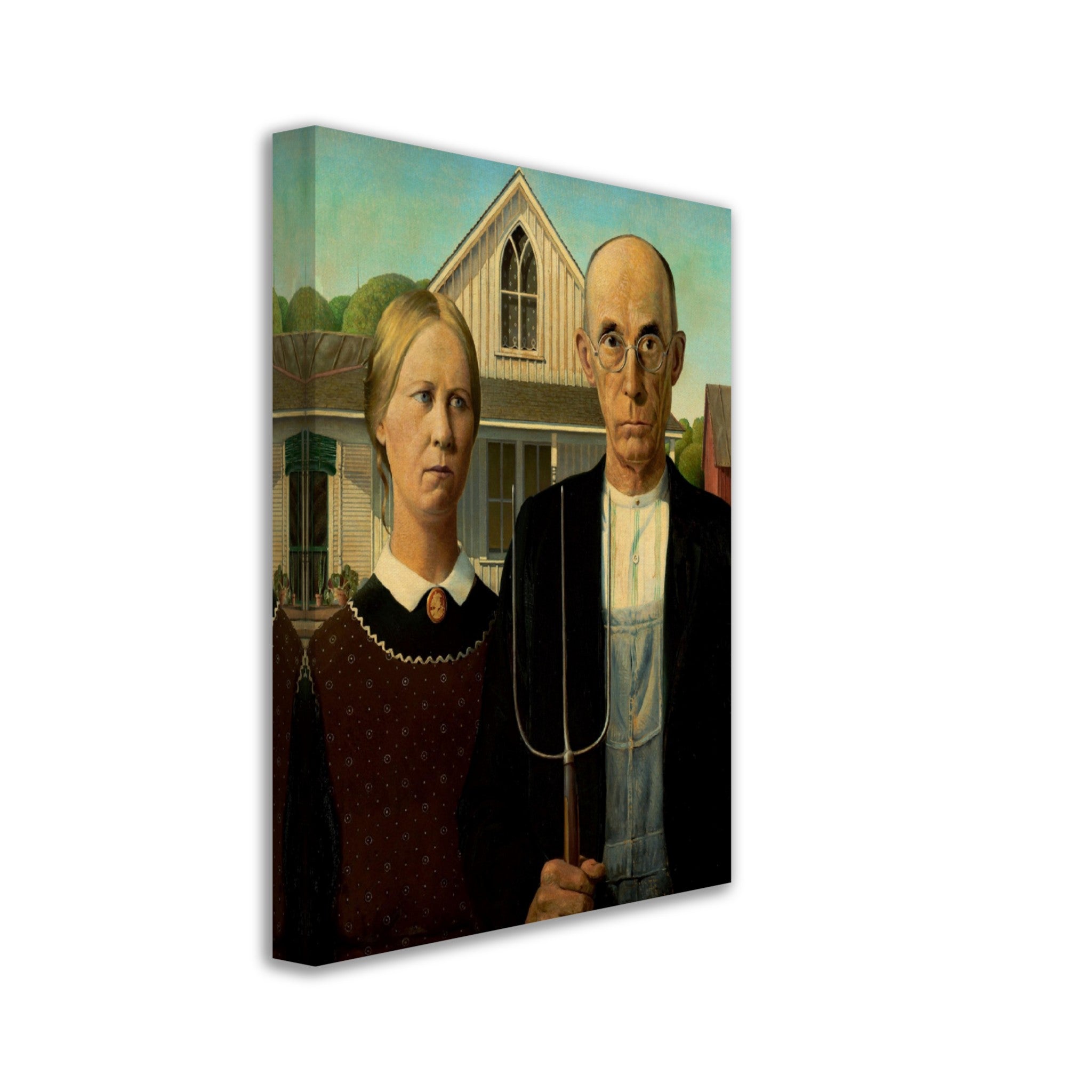 American Gothic Canvas, Grant Wood 1930 - American Gothic Canvas Print - WallArtPrints4U