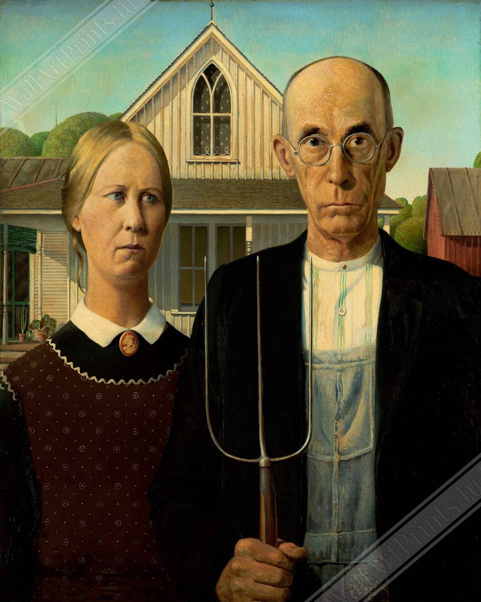 American Gothic Canvas, Grant Wood 1930 - American Gothic Canvas Print - WallArtPrints4U