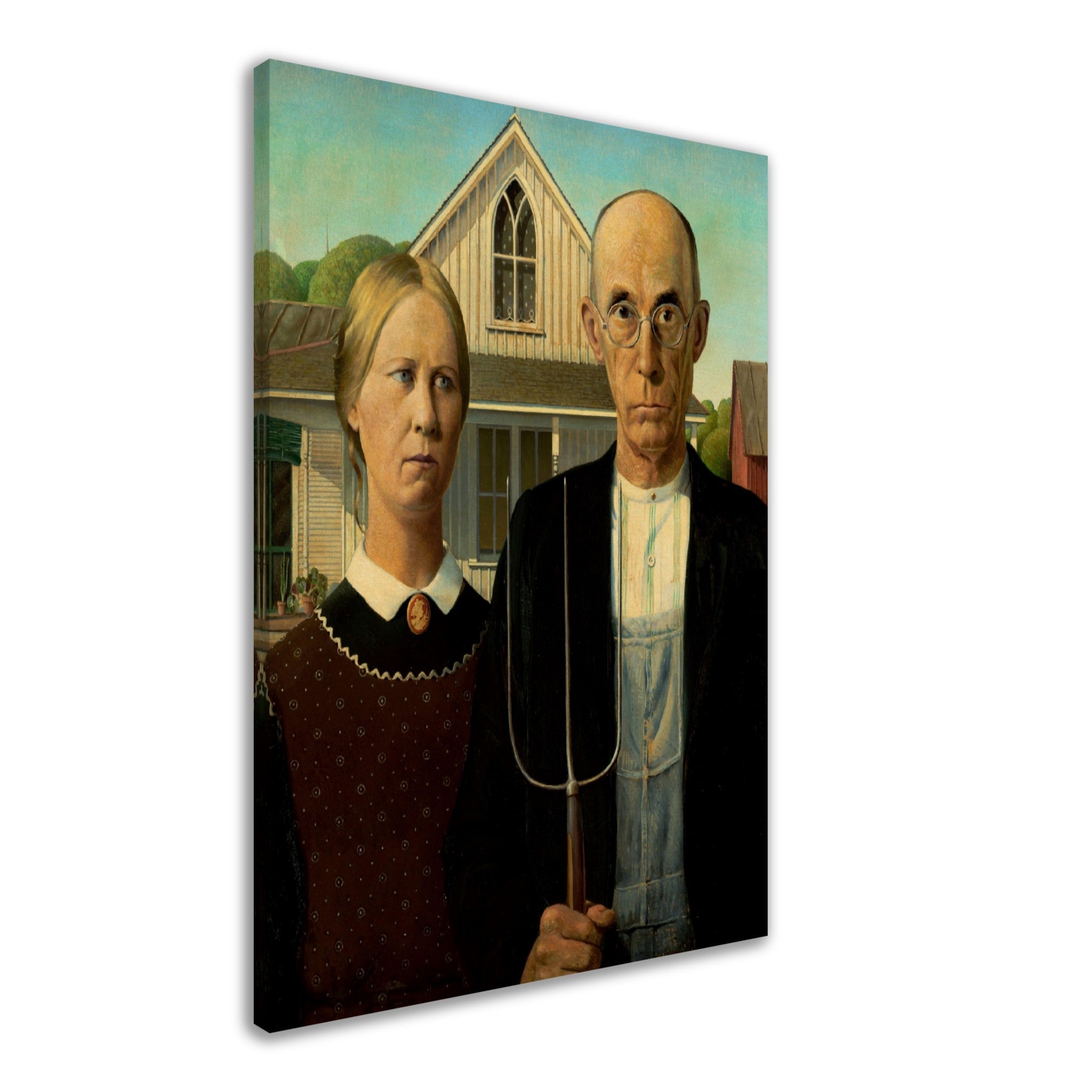 American Gothic Canvas, Grant Wood 1930 - American Gothic Canvas Print - WallArtPrints4U