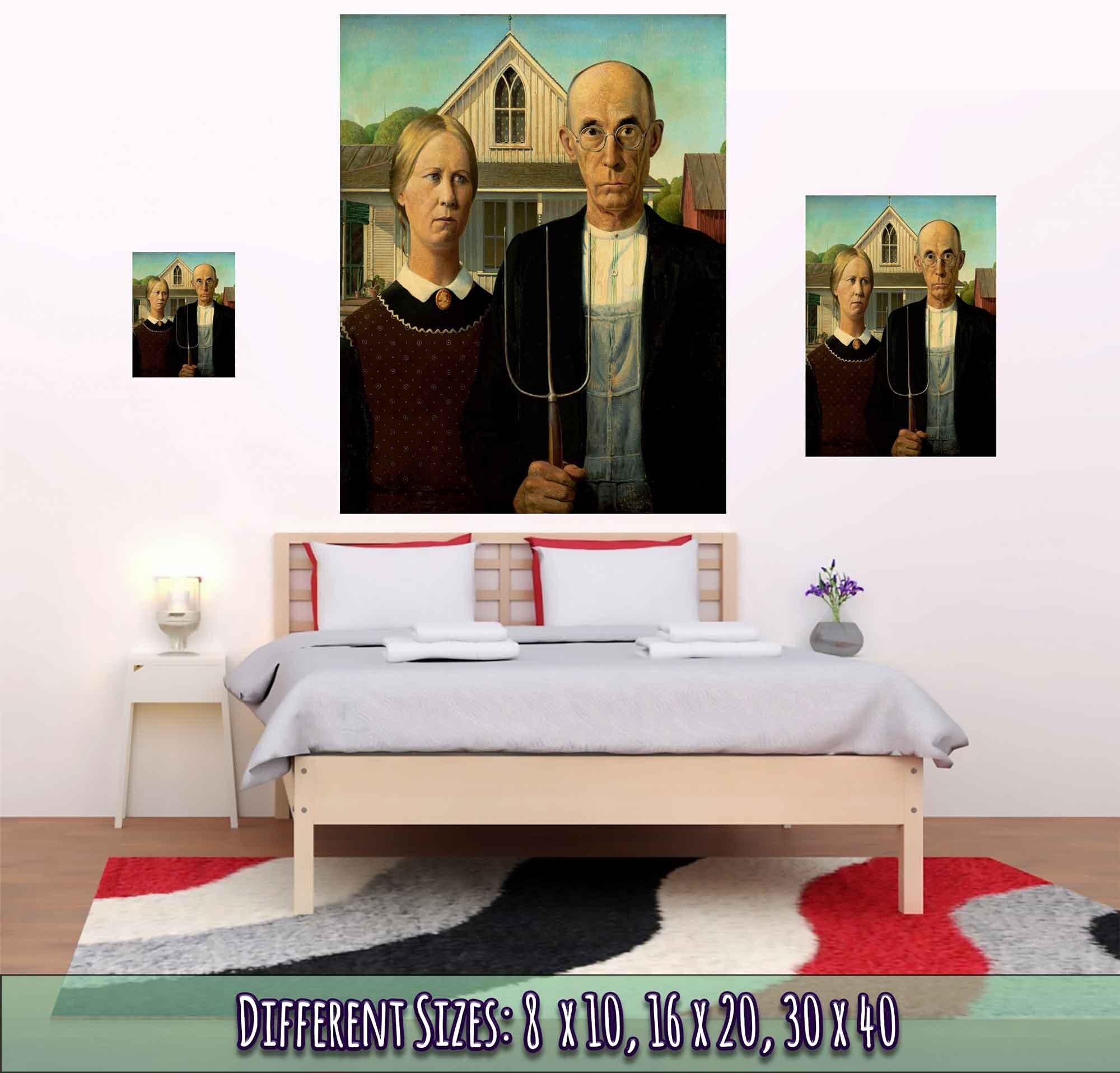 American Gothic Poster, Grant Wood 1930 - American Gothic Print - WallArtPrints4U