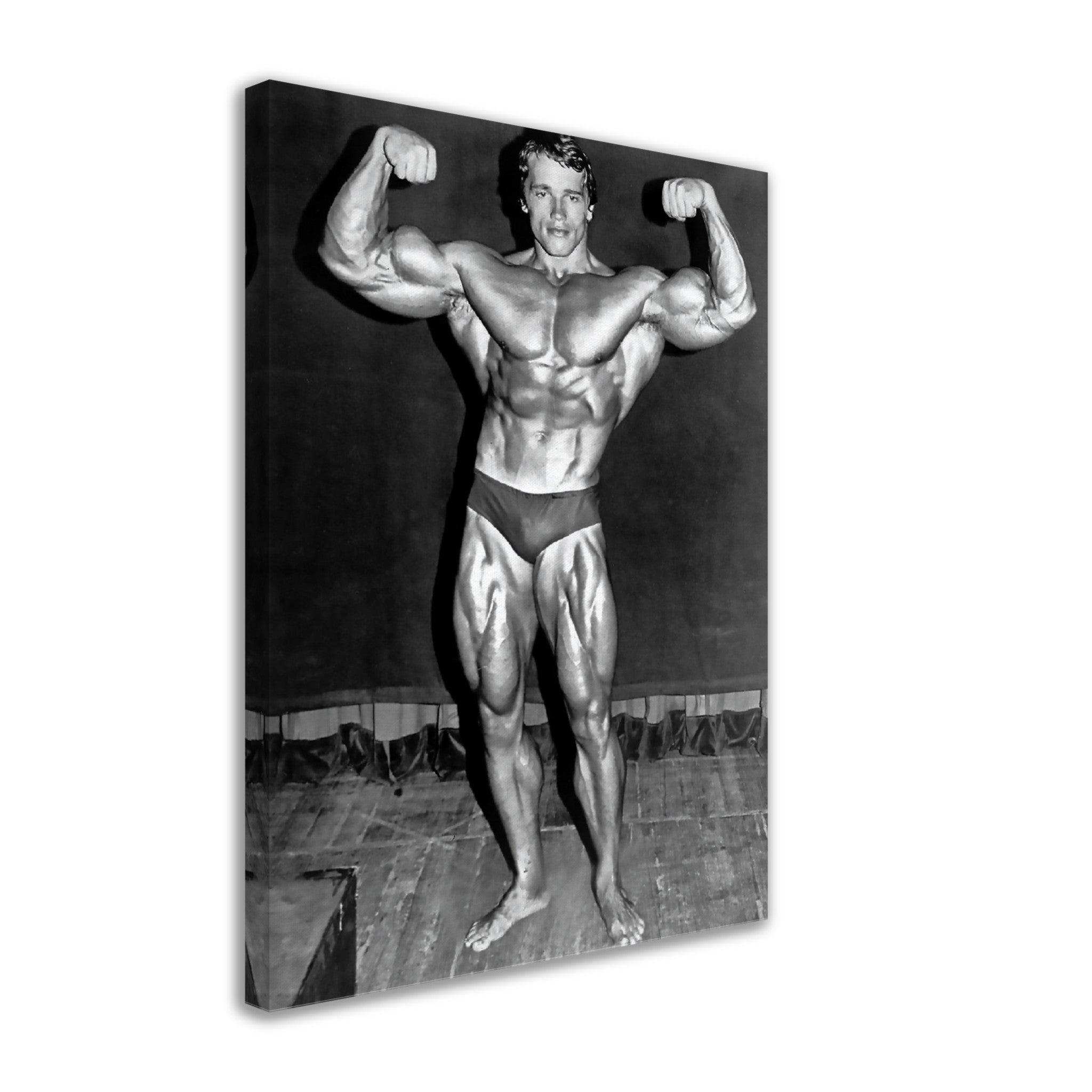 Arnold Schwarzenegger Canvas Print, Double Biceps Famous Pose, Vintage Photo Portrait, Arnold Schwarzenegger Print - WallArtPrints4U