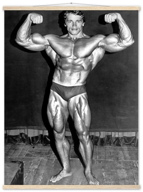 Arnold Schwarzenegger Poster, Double Biceps Pose, Vintage Photo, Arnold Print - WallArtPrints4U