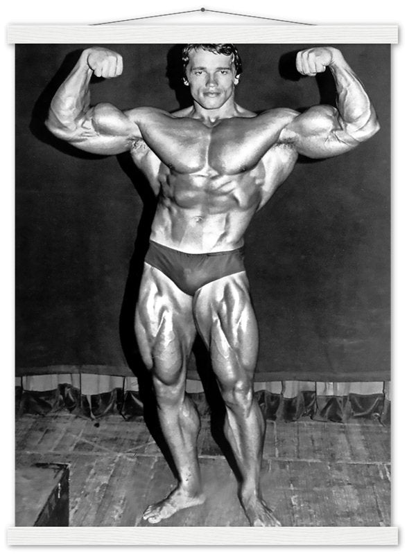 Arnold Schwarzenegger Poster, Double Biceps Pose, Vintage Photo, Arnold Print - WallArtPrints4U