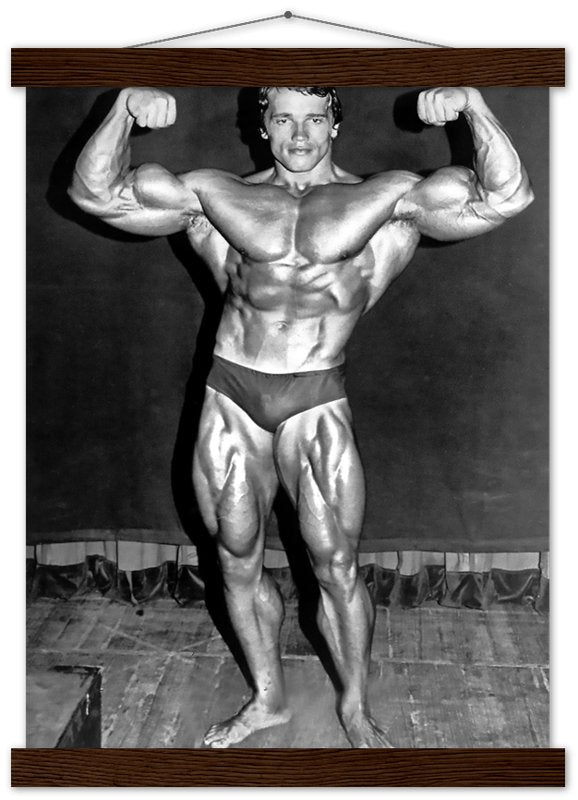 Arnold Schwarzenegger Poster, Double Biceps Pose, Vintage Photo, Arnold Print - WallArtPrints4U