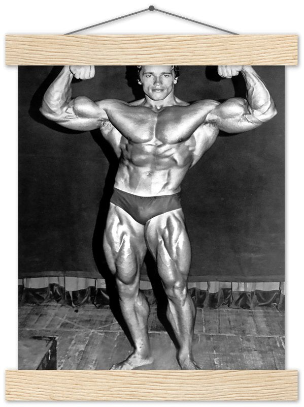 Arnold Schwarzenegger Poster, Double Biceps Pose, Vintage Photo, Arnold Print - WallArtPrints4U