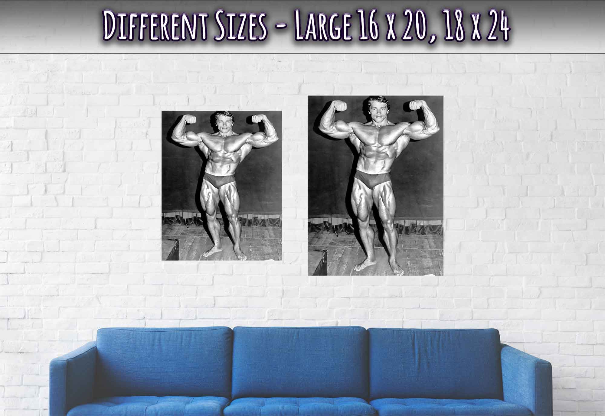 Arnold Schwarzenegger Poster, Double Biceps Pose, Vintage Photo, Arnold Print - WallArtPrints4U