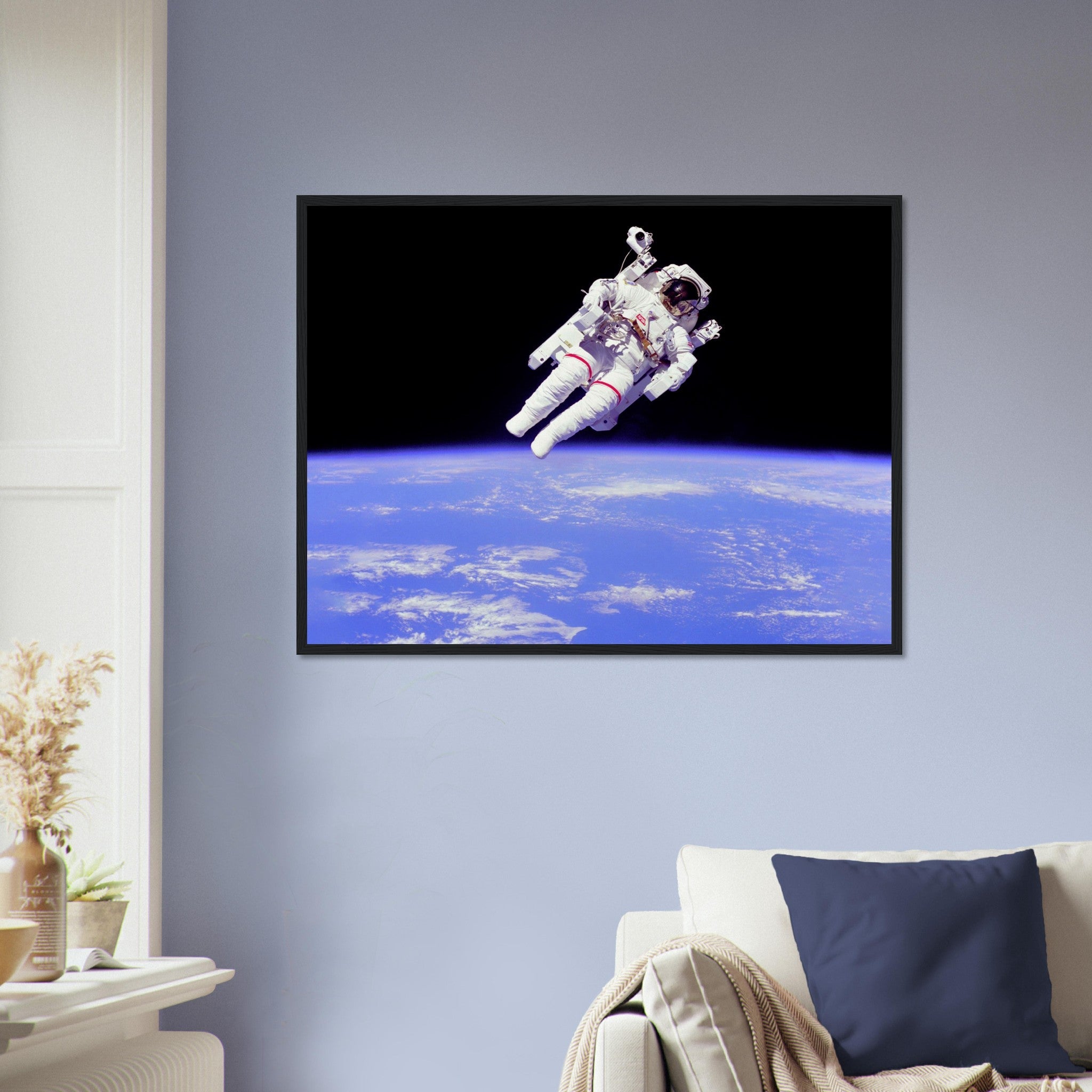 Astronaut Framed - Vintage Astronaut "Free Flying" Away From Ship Using Mmu - WallArtPrints4U