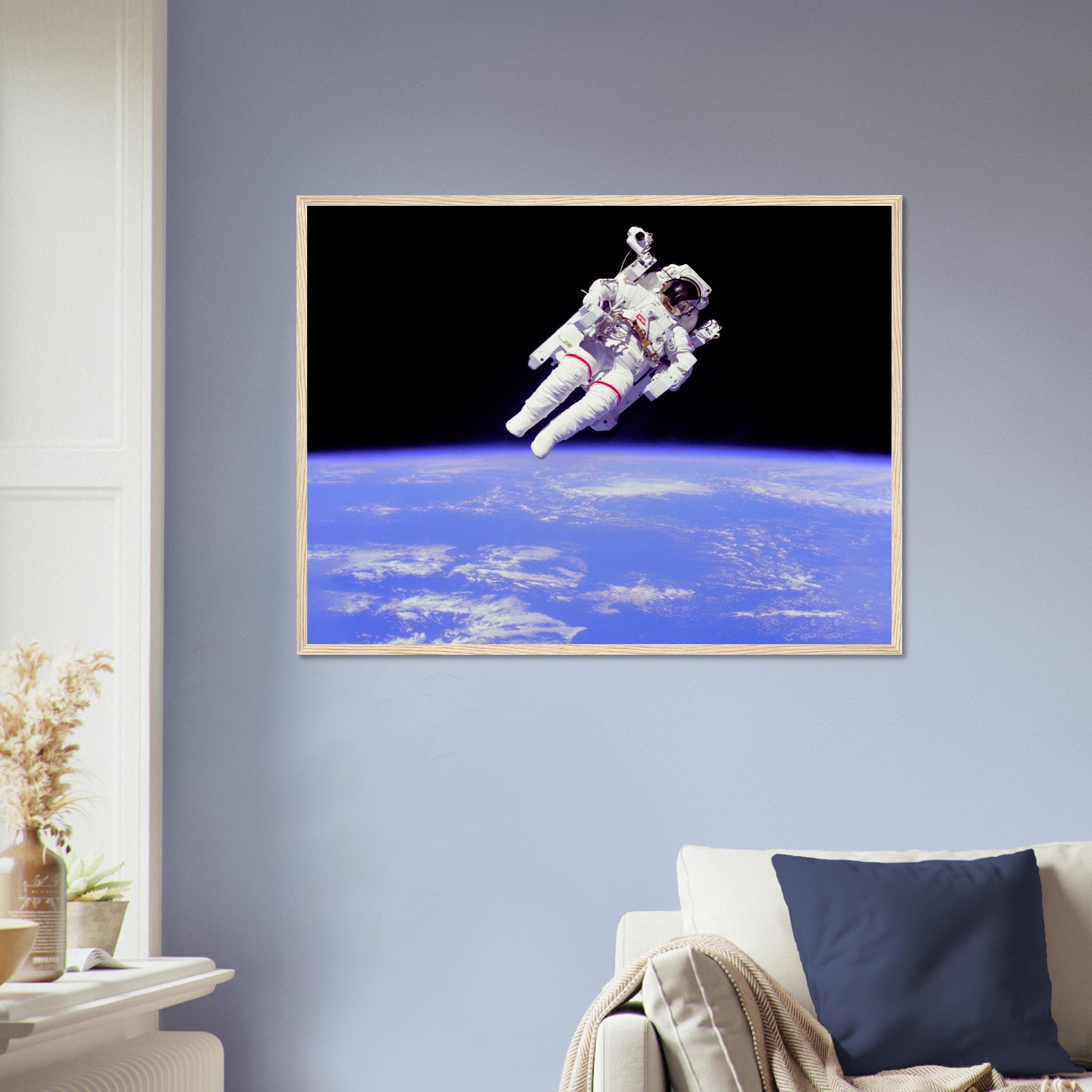 Astronaut Framed - Vintage Astronaut "Free Flying" Away From Ship Using Mmu - WallArtPrints4U