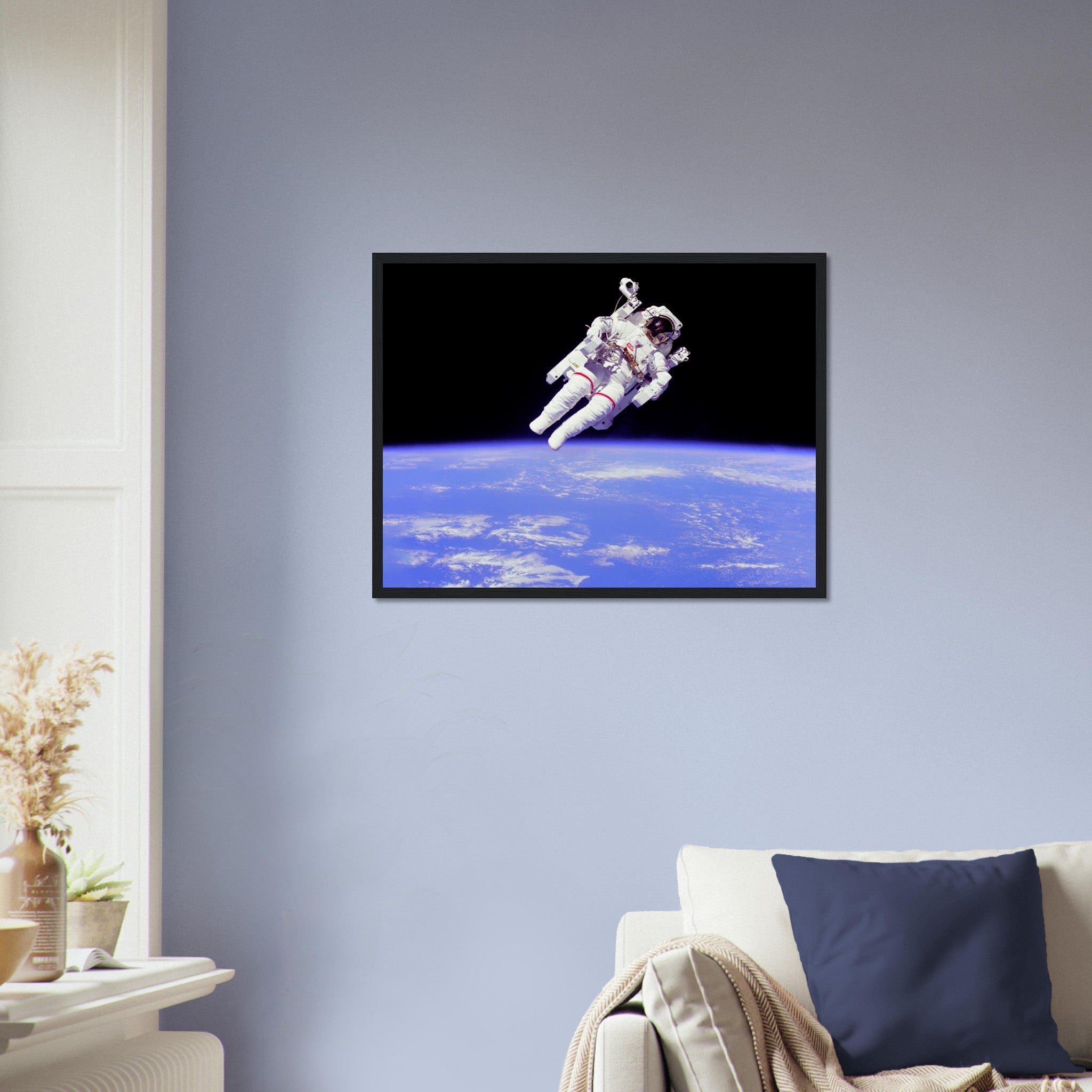 Astronaut Framed - Vintage Astronaut "Free Flying" Away From Ship Using Mmu - WallArtPrints4U