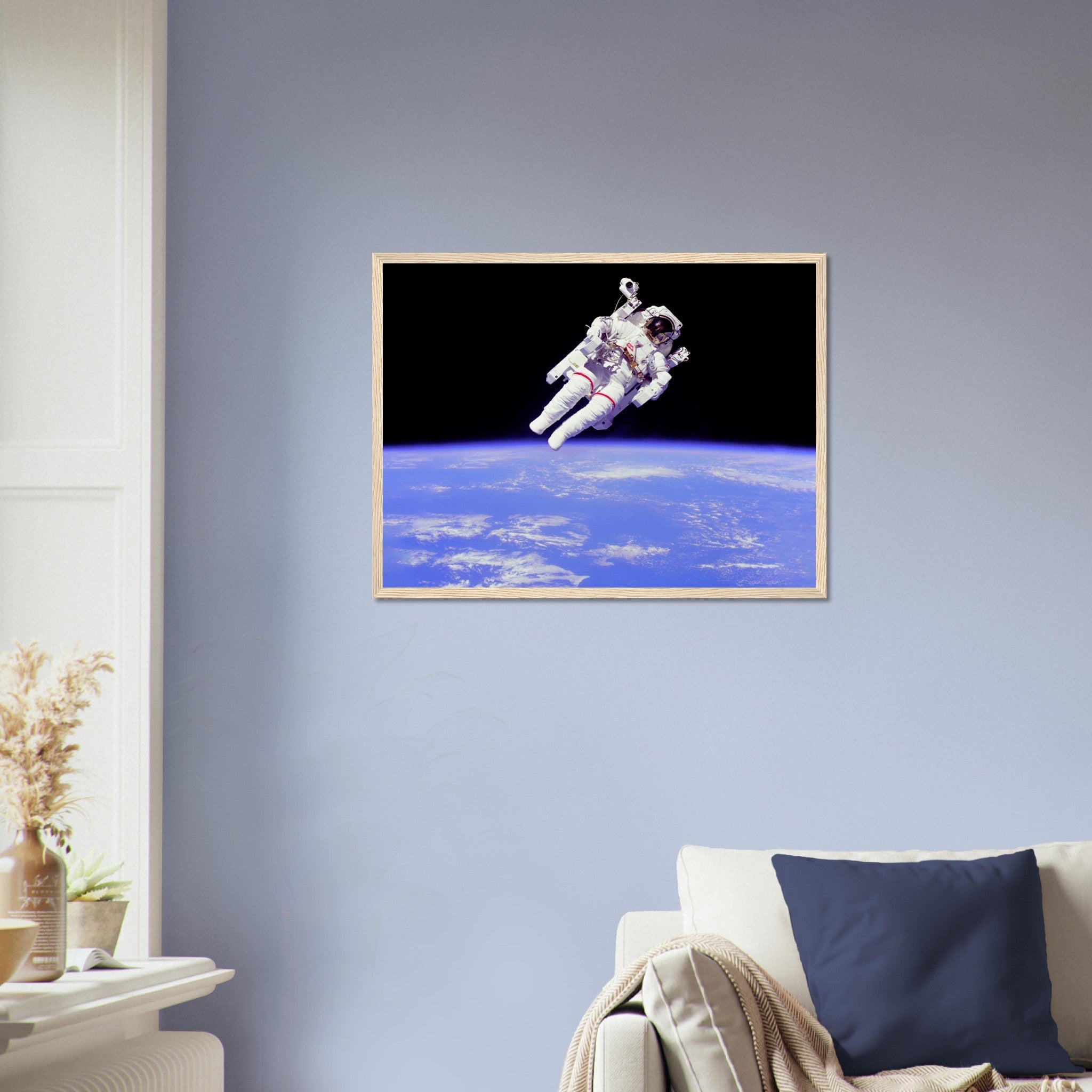 Astronaut Framed - Vintage Astronaut "Free Flying" Away From Ship Using Mmu - WallArtPrints4U