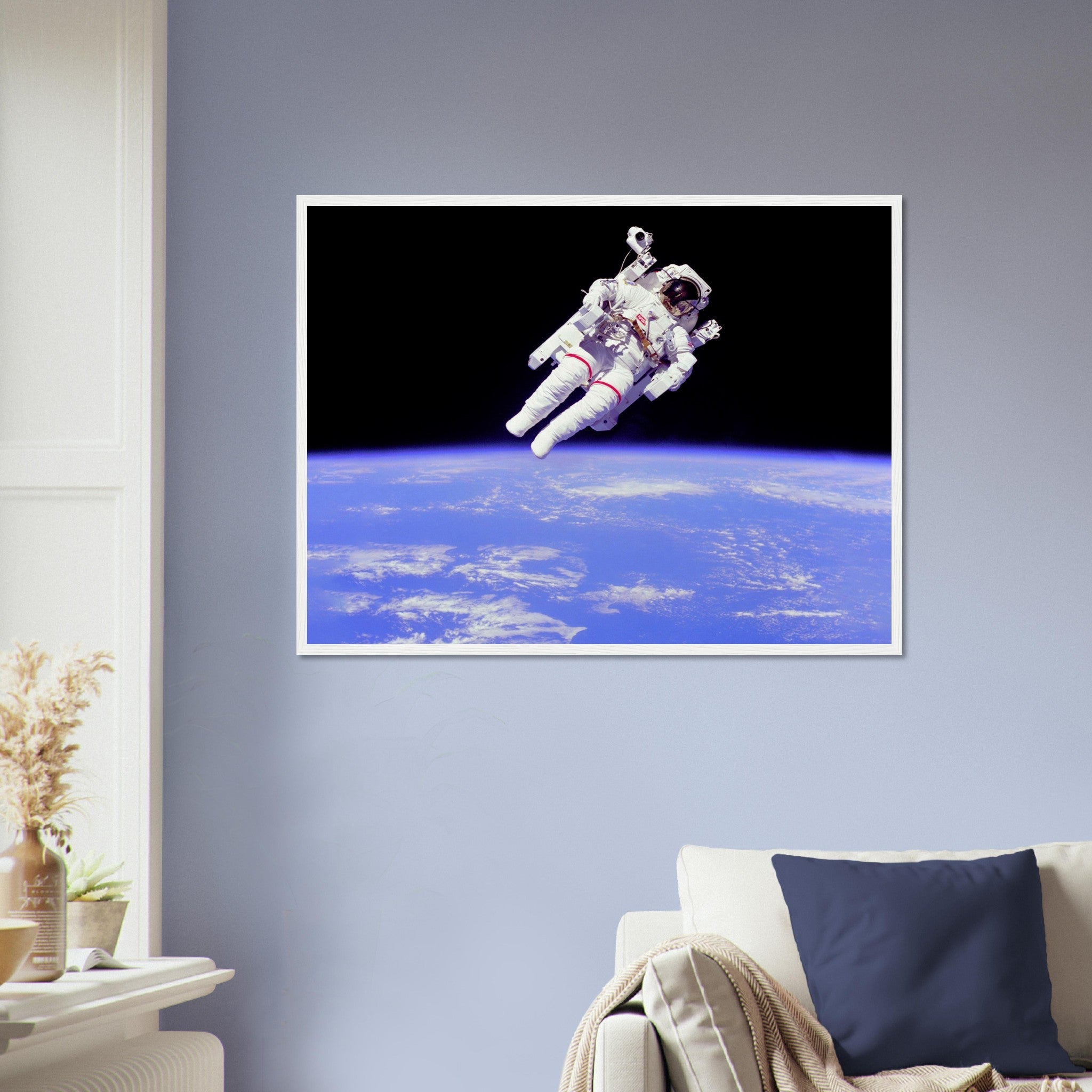 Astronaut Framed - Vintage Astronaut "Free Flying" Away From Ship Using Mmu - WallArtPrints4U