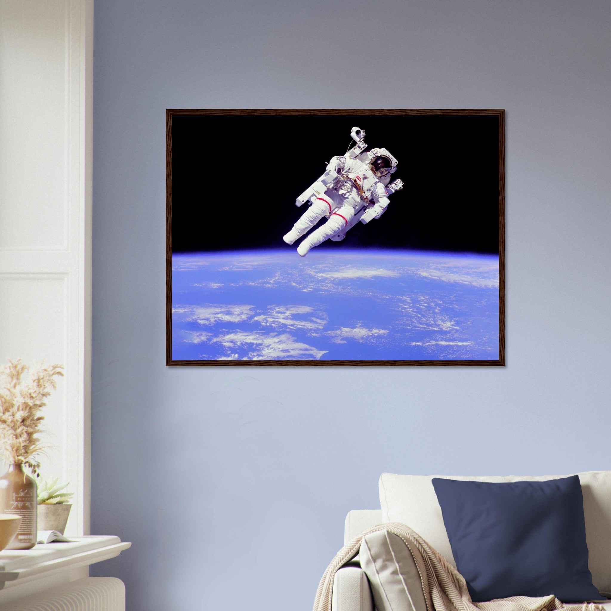 Astronaut Framed - Vintage Astronaut "Free Flying" Away From Ship Using Mmu - WallArtPrints4U