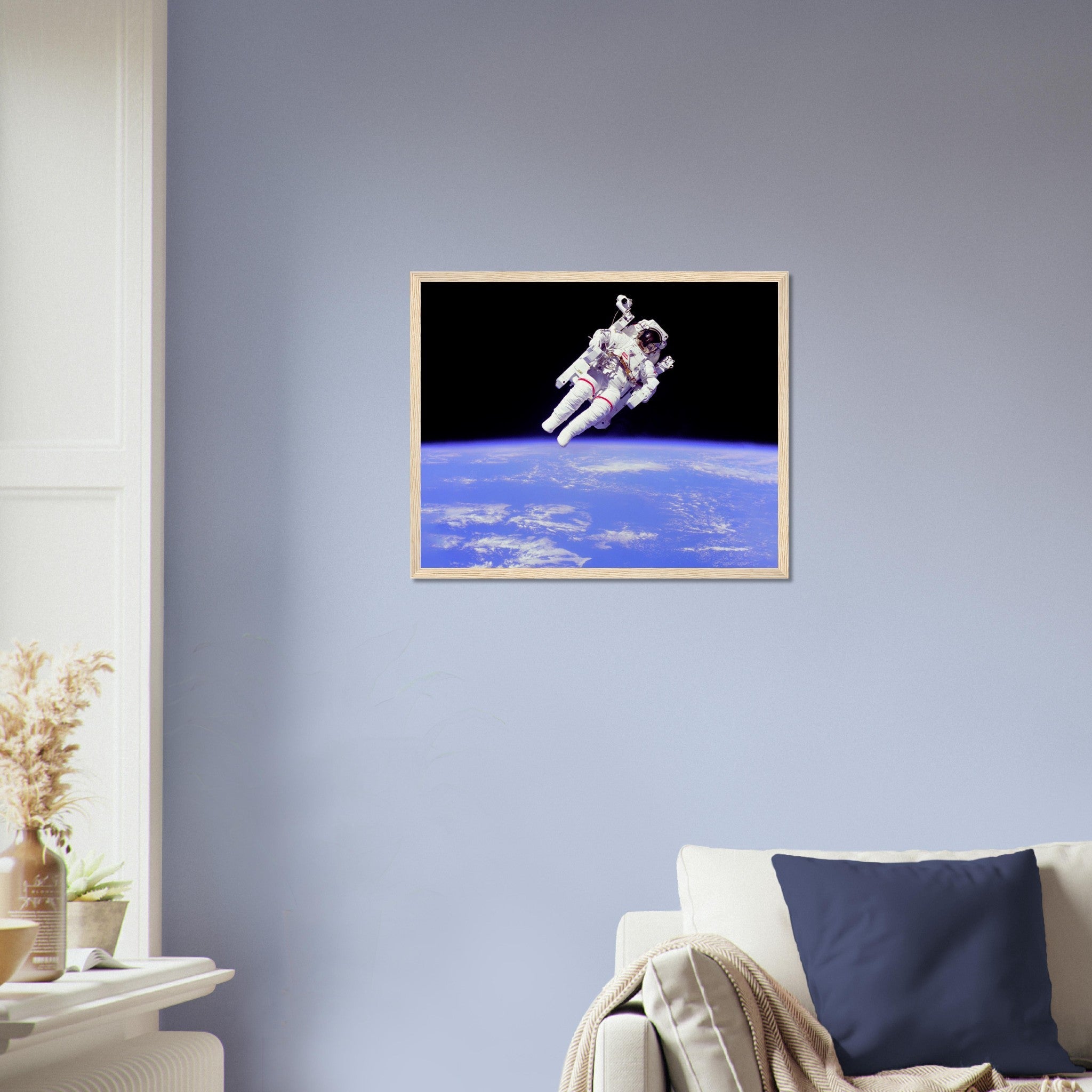 Astronaut Framed - Vintage Astronaut "Free Flying" Away From Ship Using Mmu - WallArtPrints4U