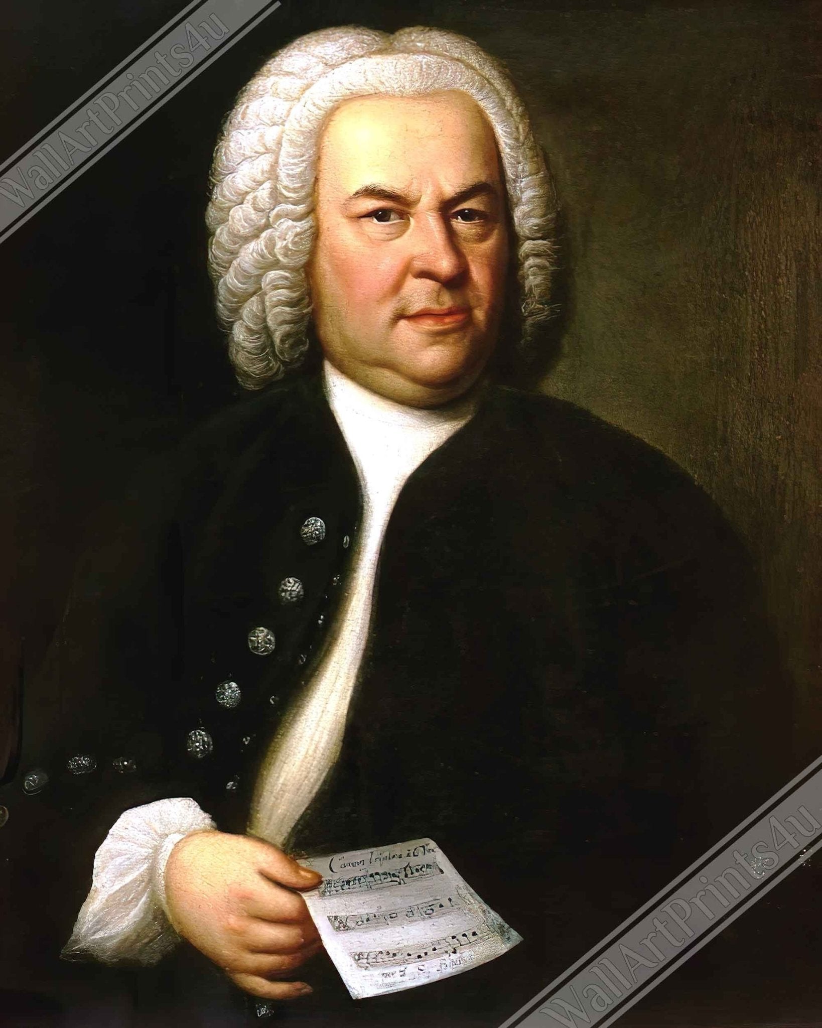 Bach Canvas, 17th Century Composer Johannes Sebastian Bach Canvas Print Vintage Portrait Canvas Print - WallArtPrints4U