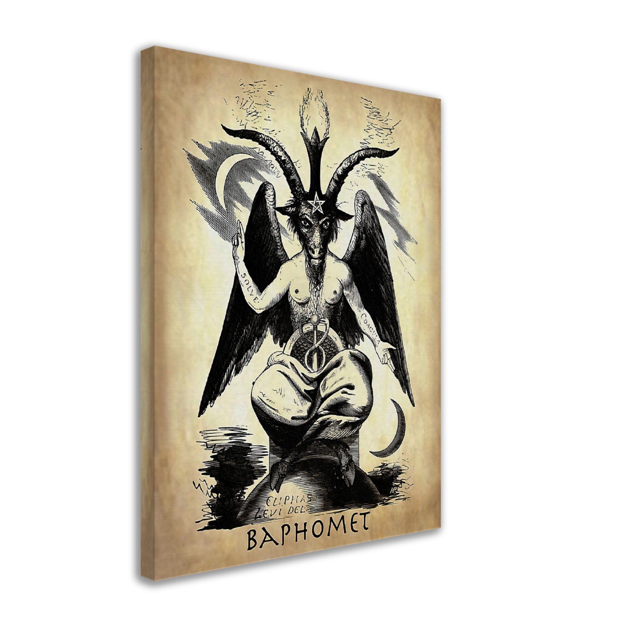 Baphomet Canvas, Parchment Devil Halloween Wall Art, Satanic Goat Giant Canvas - WallArtPrints4U