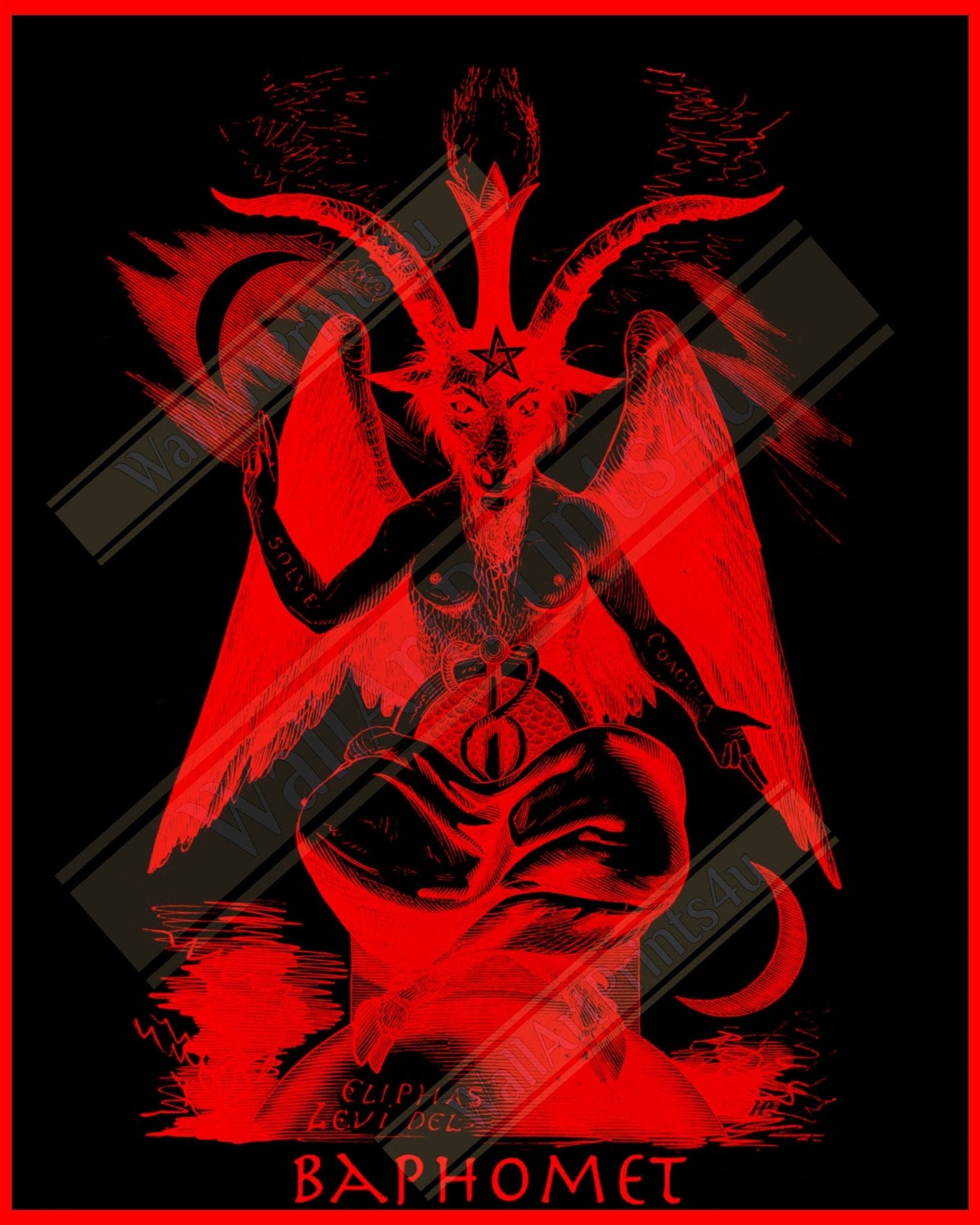 Baphomet Canvas Print, Red Devil Halloween Wall Art, Lucifer Devil Canvas - WallArtPrints4U