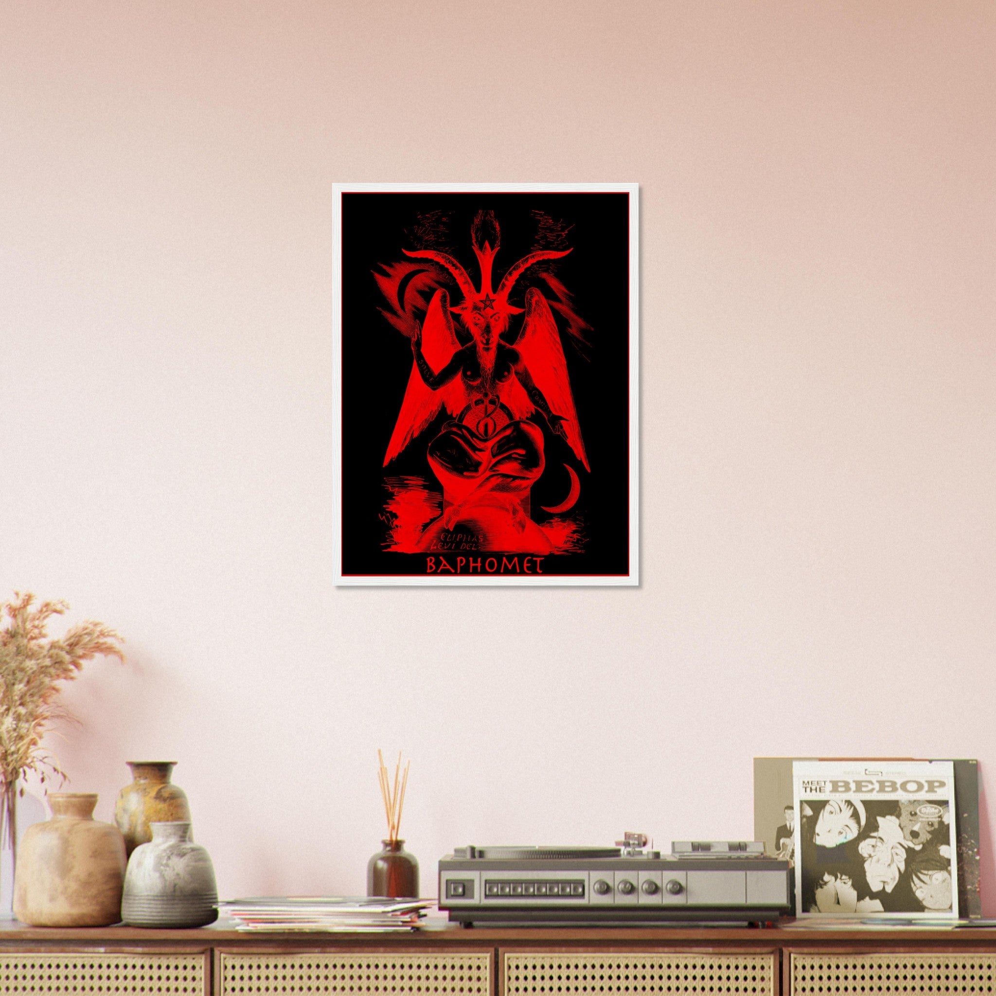 Baphomet Framed Print, Red Devil Halloween Wall Art, Lucifer Devil Framed - WallArtPrints4U