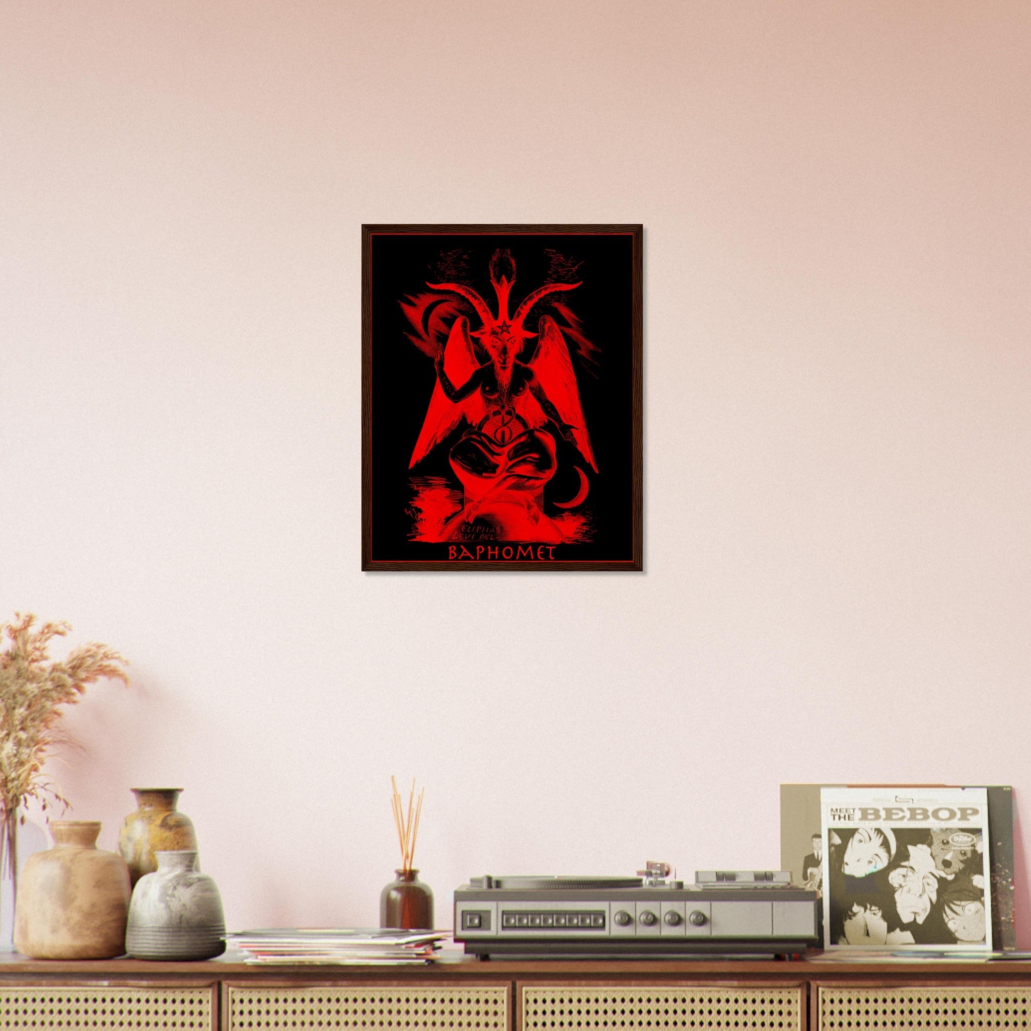 Baphomet Framed Print, Red Devil Halloween Wall Art, Lucifer Devil Framed - WallArtPrints4U