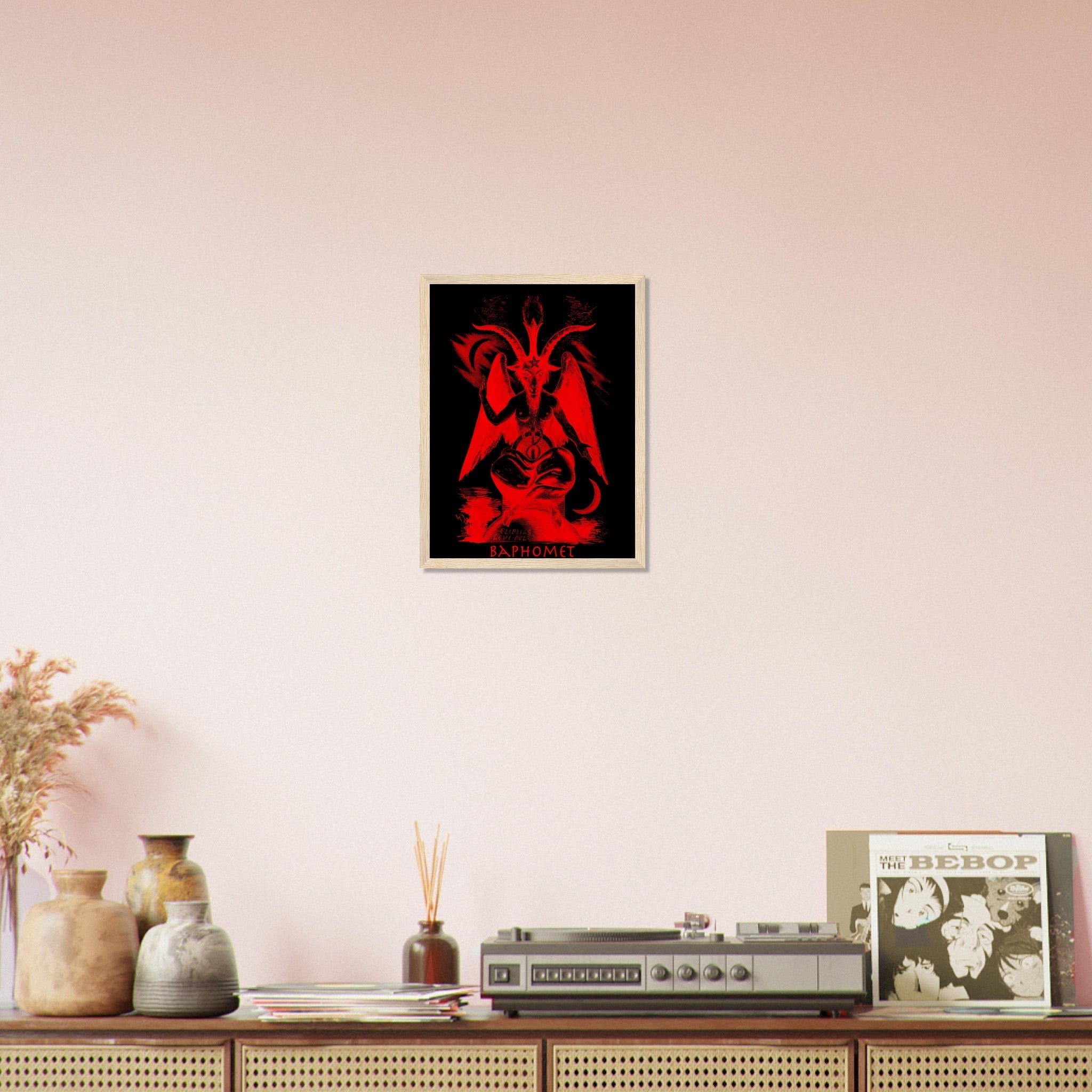 Baphomet Framed Print, Red Devil Halloween Wall Art, Lucifer Devil Framed - WallArtPrints4U