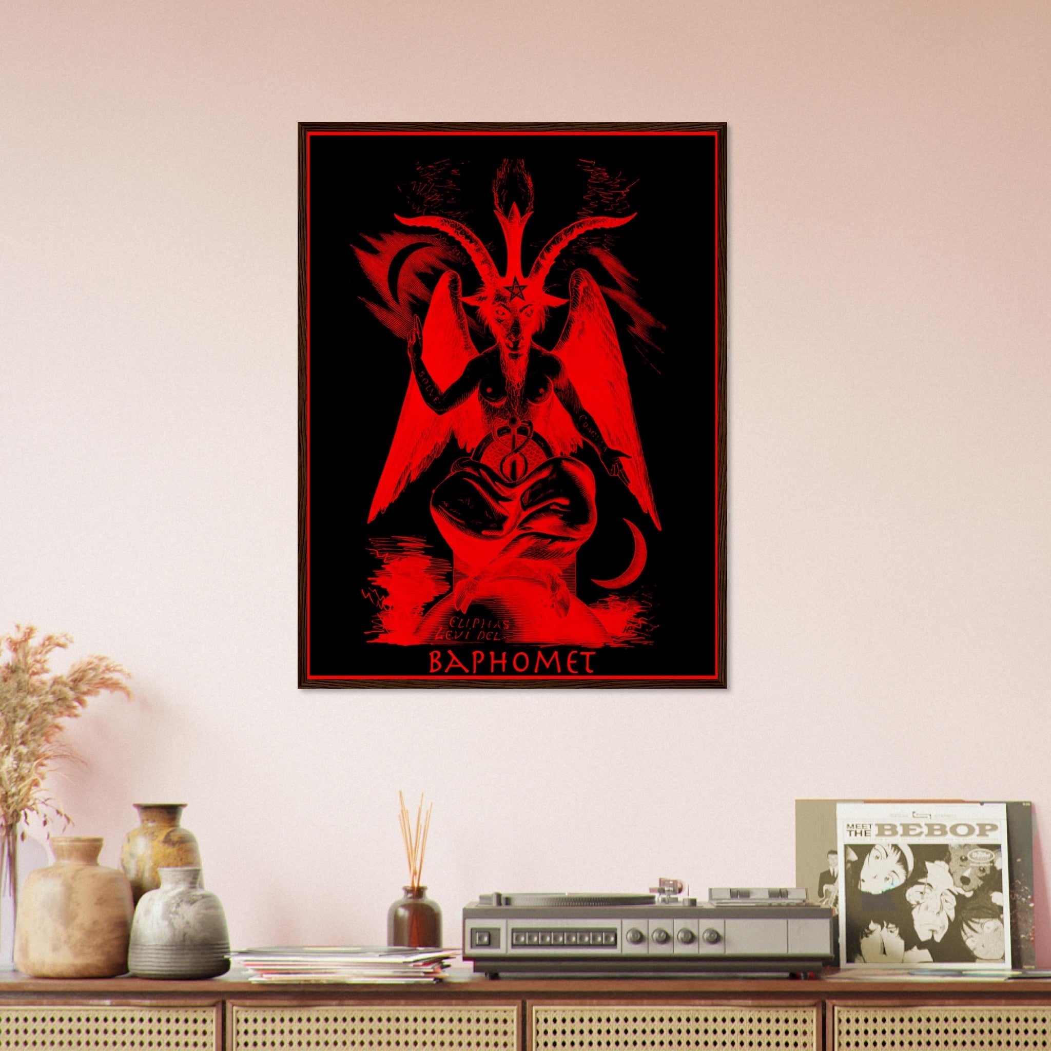 Baphomet Framed Print, Red Devil Halloween Wall Art, Lucifer Devil Framed - WallArtPrints4U