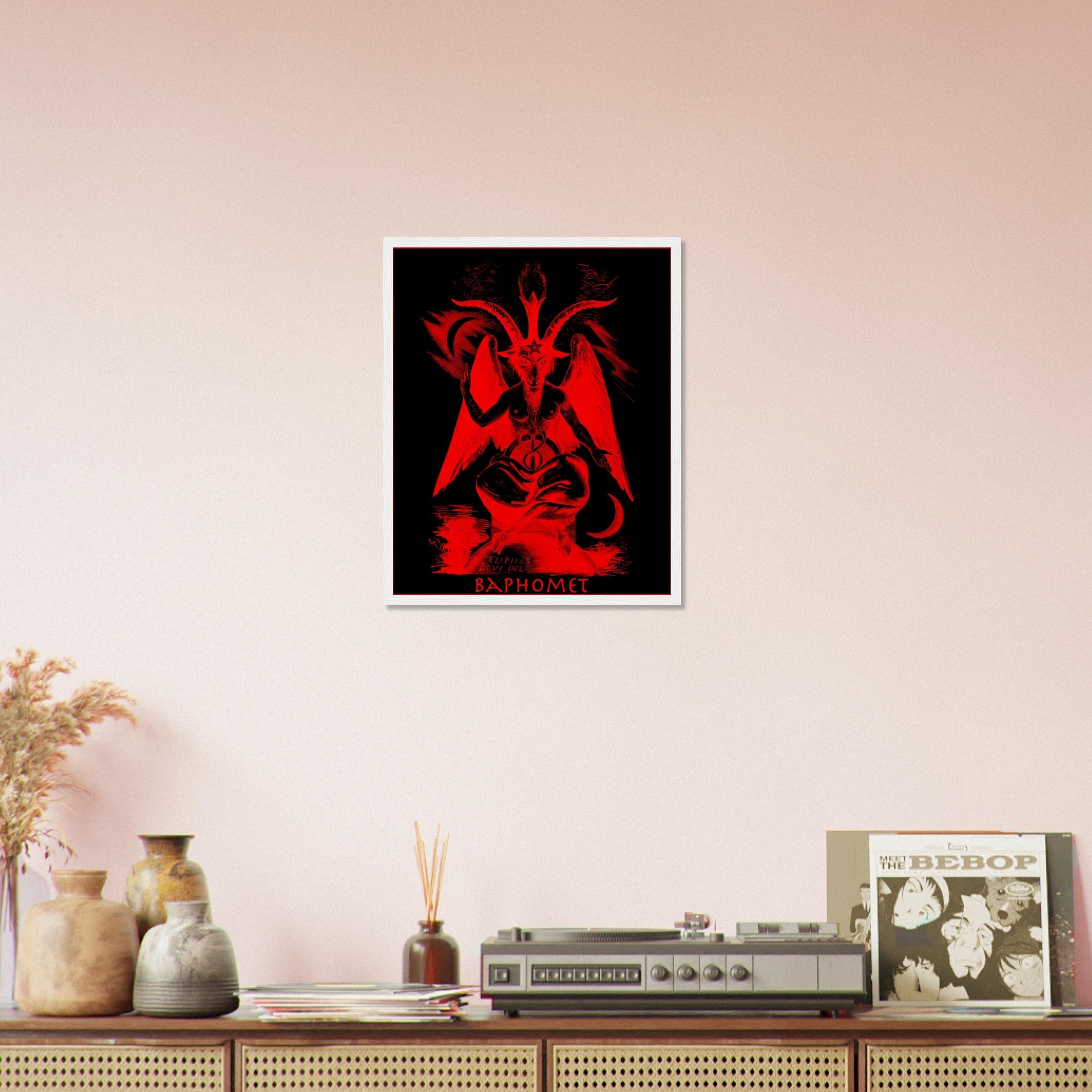 Baphomet Framed Print, Red Devil Halloween Wall Art, Lucifer Devil Framed - WallArtPrints4U