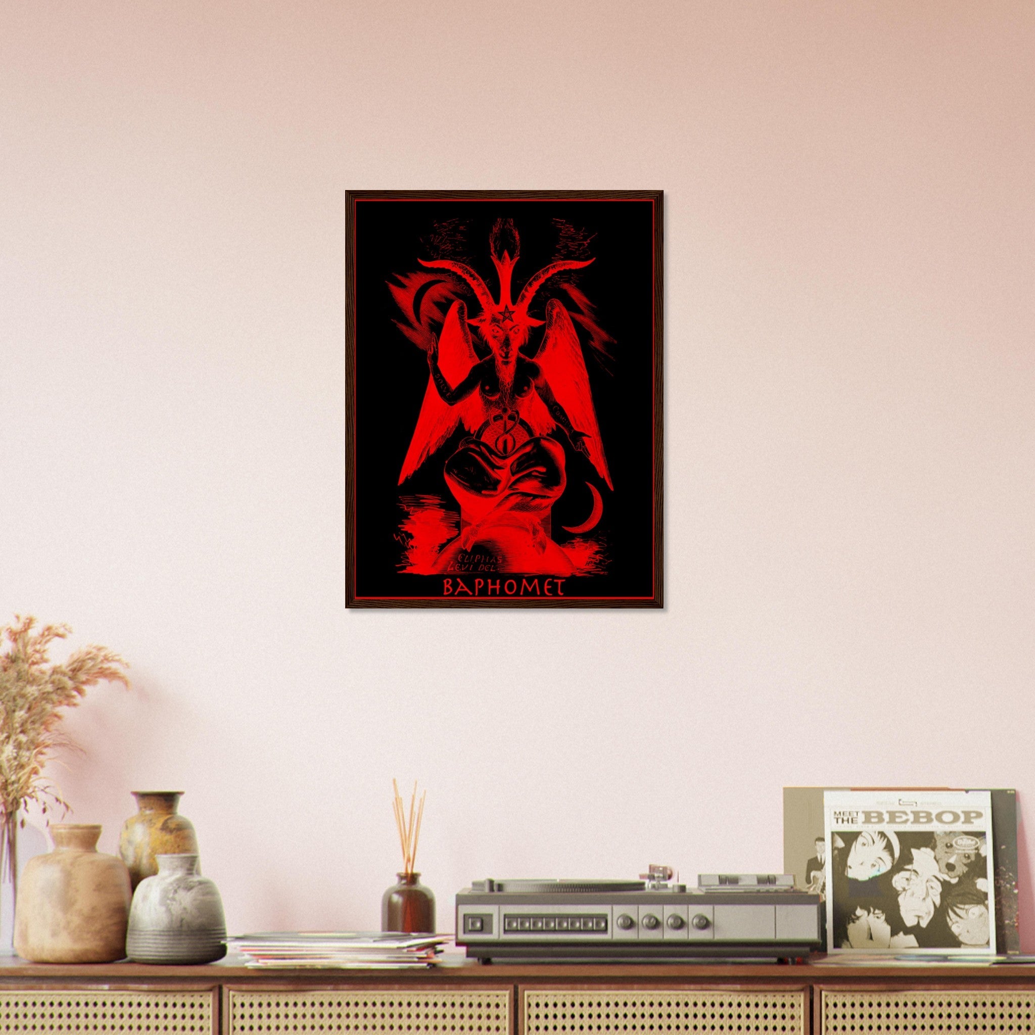 Baphomet Framed Print, Red Devil Halloween Wall Art, Lucifer Devil Framed - WallArtPrints4U