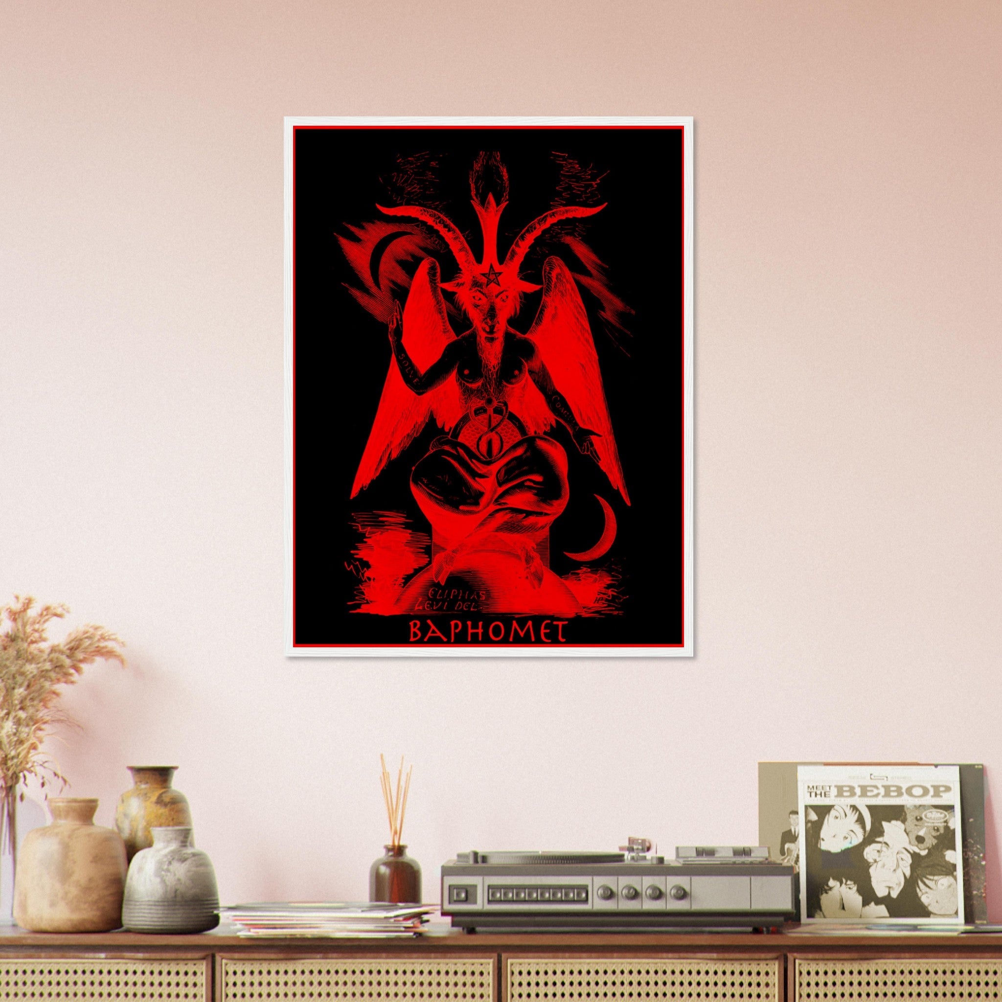 Baphomet Framed Print, Red Devil Halloween Wall Art, Lucifer Devil Framed - WallArtPrints4U