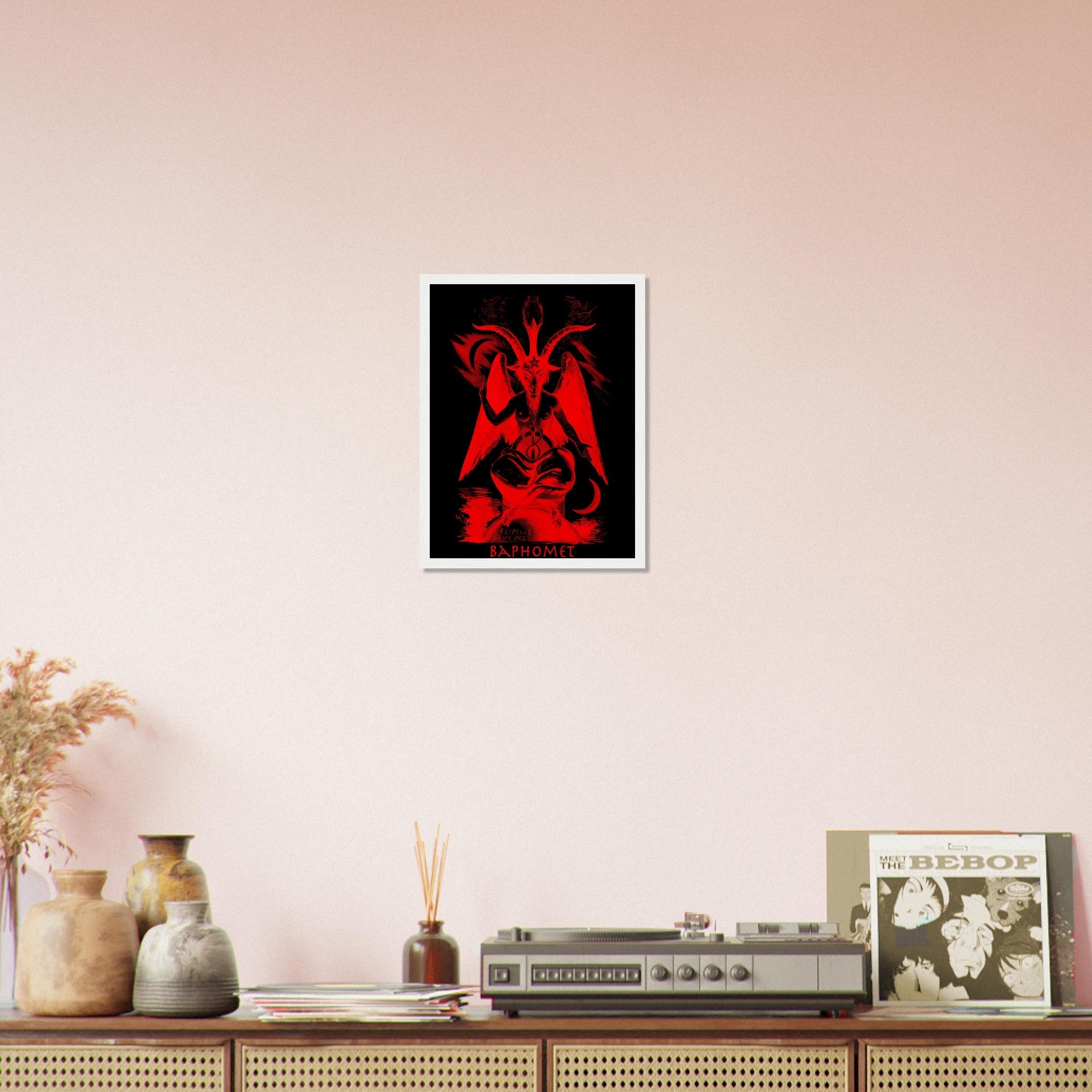 Baphomet Framed Print, Red Devil Halloween Wall Art, Lucifer Devil Framed - WallArtPrints4U