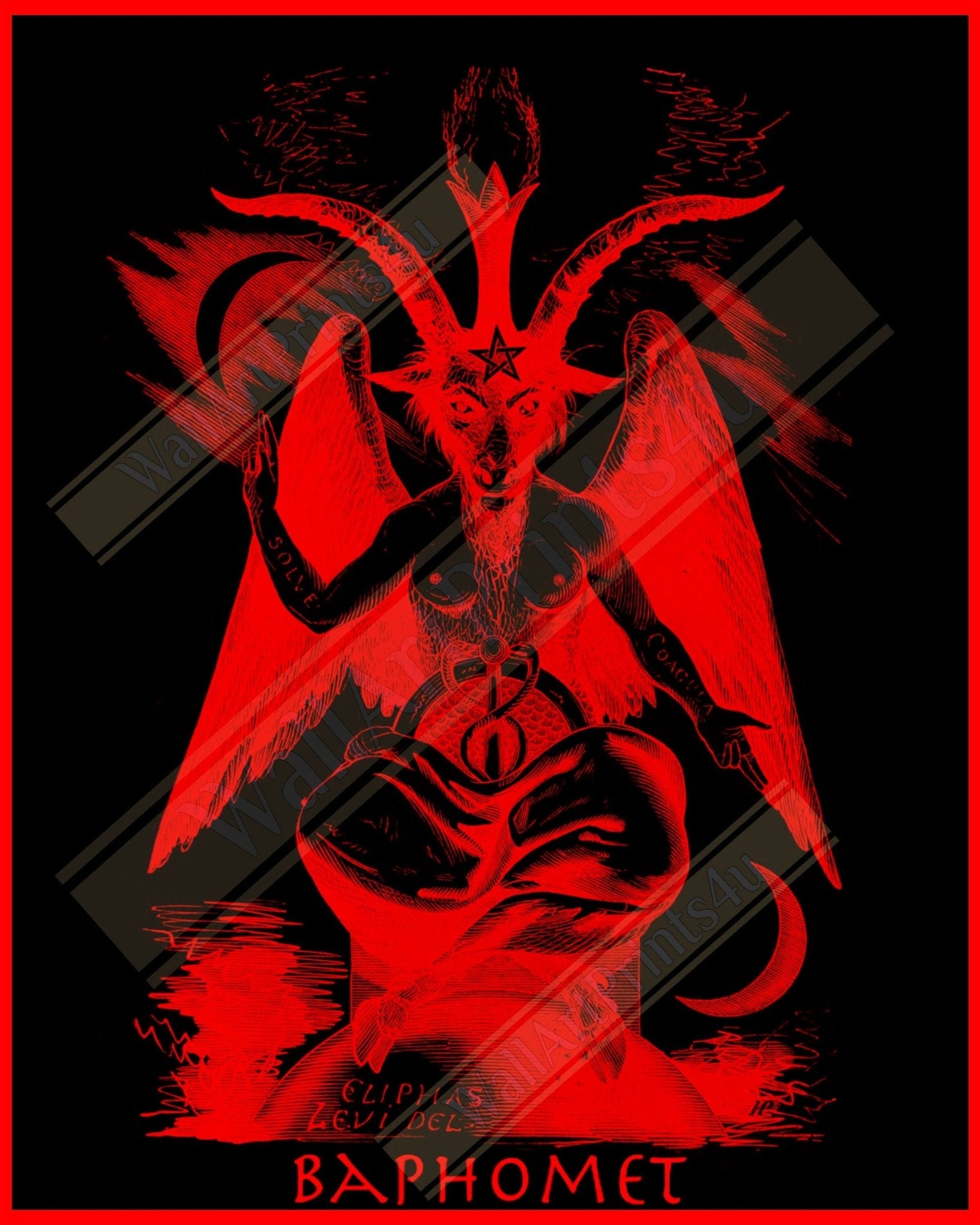 Baphomet Framed Print, Red Devil Halloween Wall Art, Lucifer Devil Framed - WallArtPrints4U