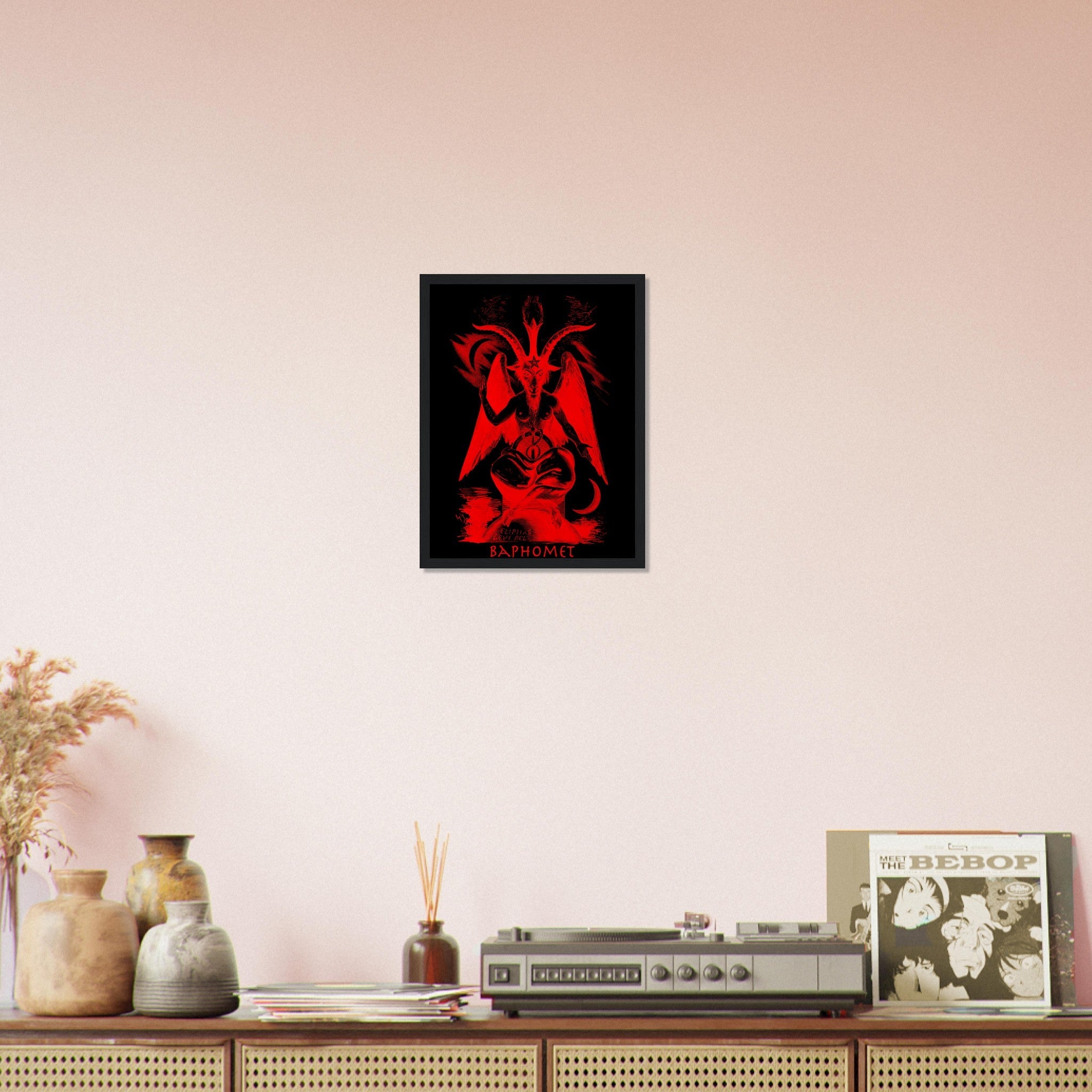 Baphomet Framed Print, Red Devil Halloween Wall Art, Lucifer Devil Framed - WallArtPrints4U