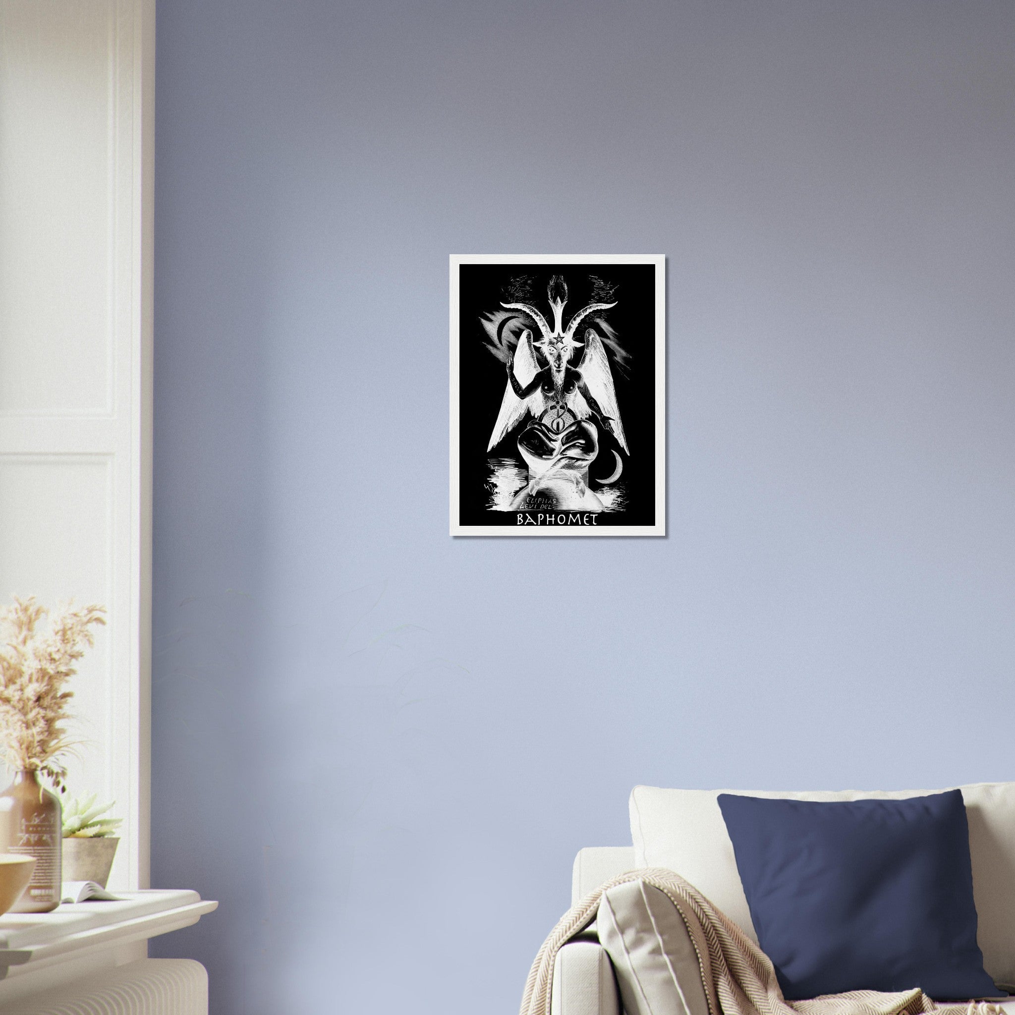 Baphomet Framed, White Devil Halloween Wall Art, Lucifer Devil Framed UK, EU, USA, AUS Domestic Shipping - WallArtPrints4U