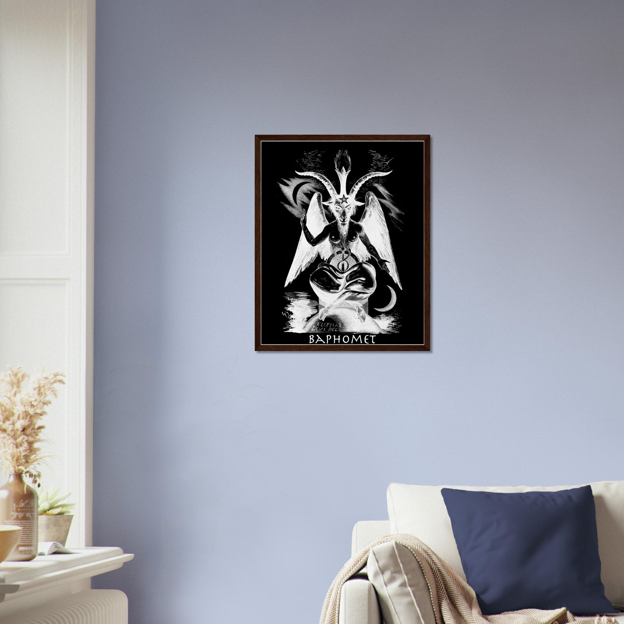 Baphomet Framed, White Devil Halloween Wall Art, Lucifer Devil Framed UK, EU, USA, AUS Domestic Shipping - WallArtPrints4U