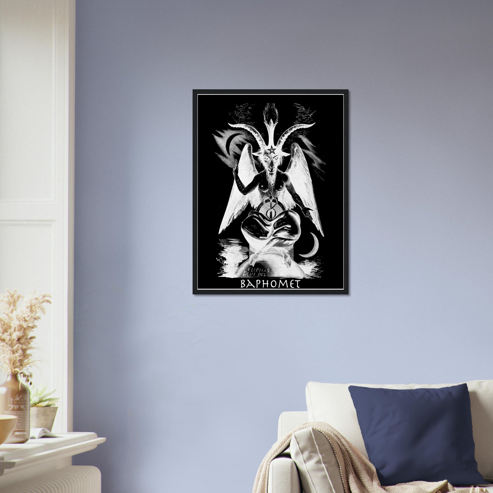 Baphomet Framed, White Devil Halloween Wall Art, Lucifer Devil Framed UK, EU, USA, AUS Domestic Shipping - WallArtPrints4U